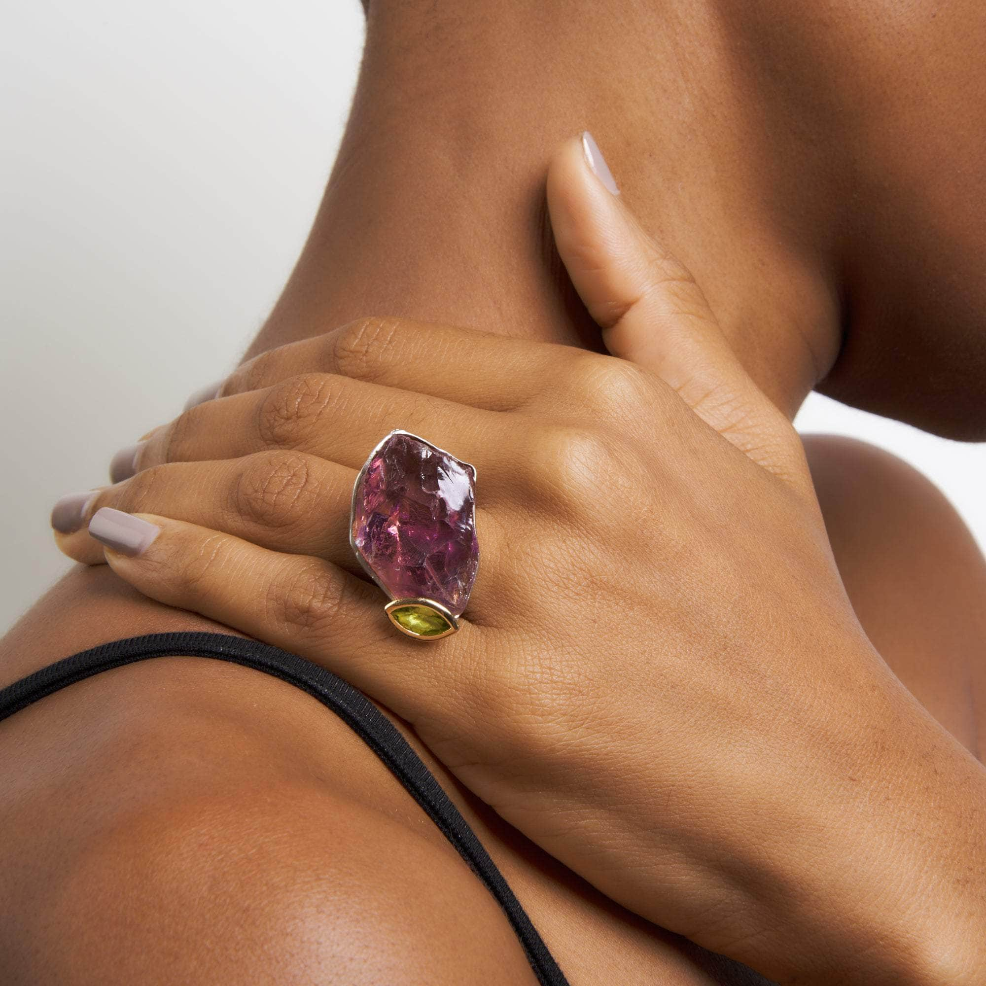 Fiol Rough Amethyst and Peridot Ring GERMAN KABIRSKI