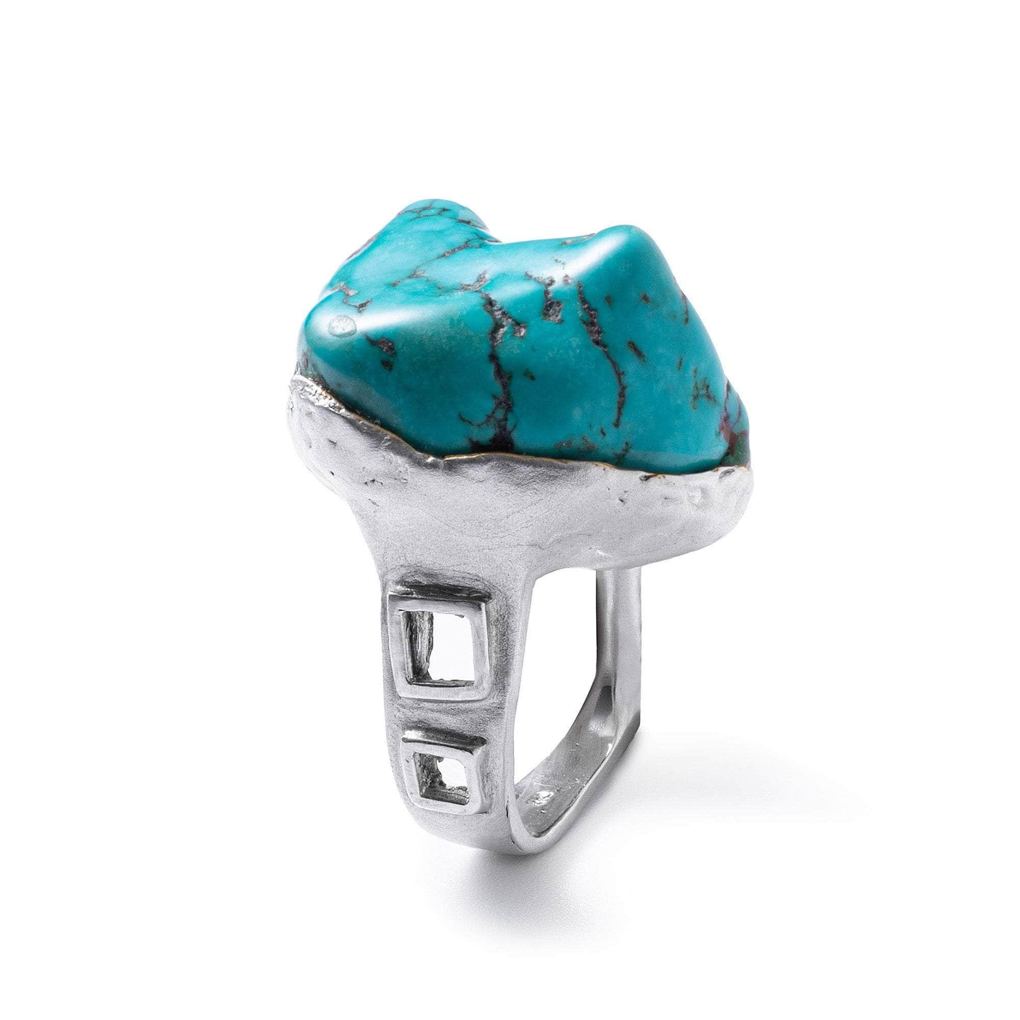 Sirius Rough Turquoise and Blue Topaz Ring GERMAN KABIRSKI