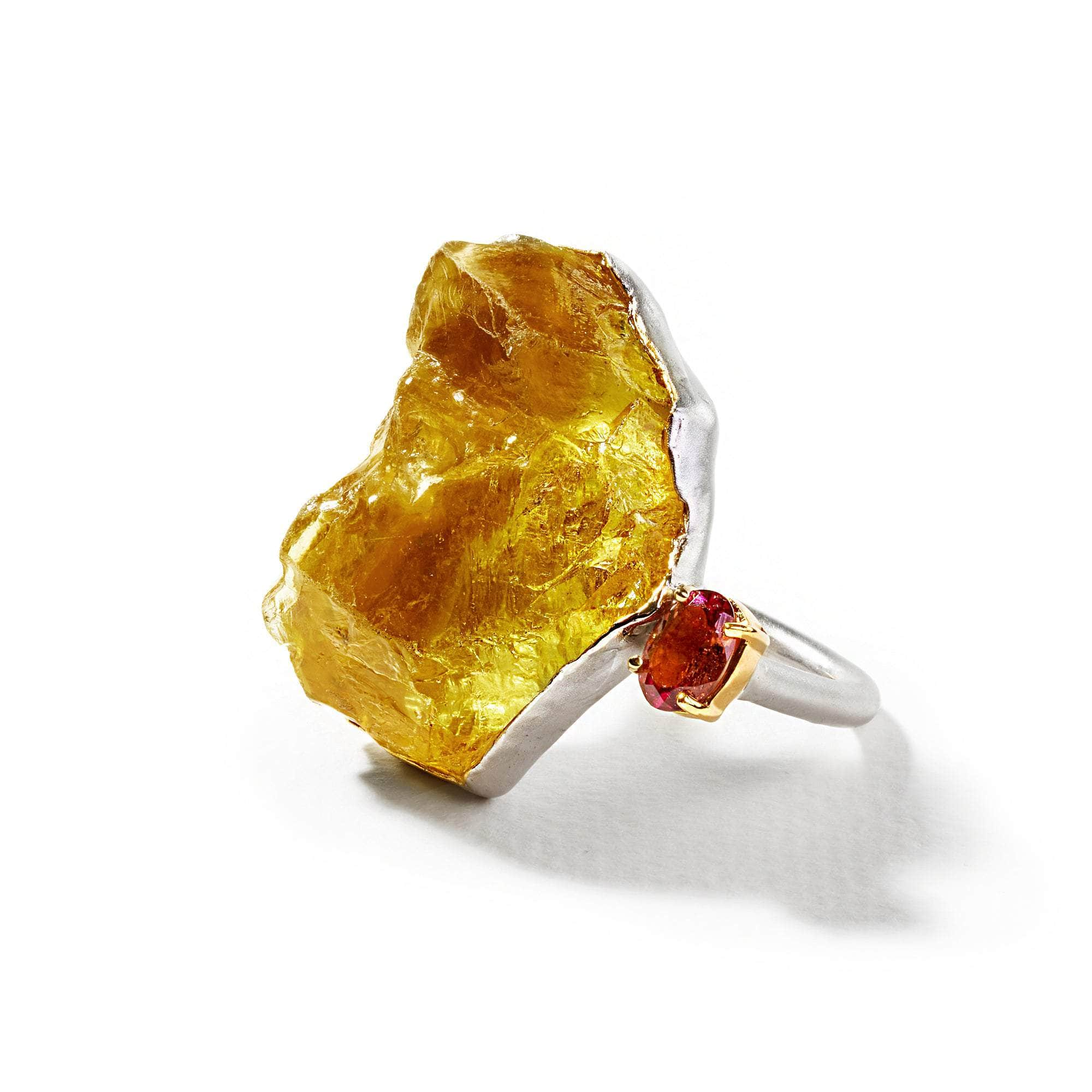 Nemea Rough Citrine and Pink Tourmaline Ring GERMAN KABIRSKI