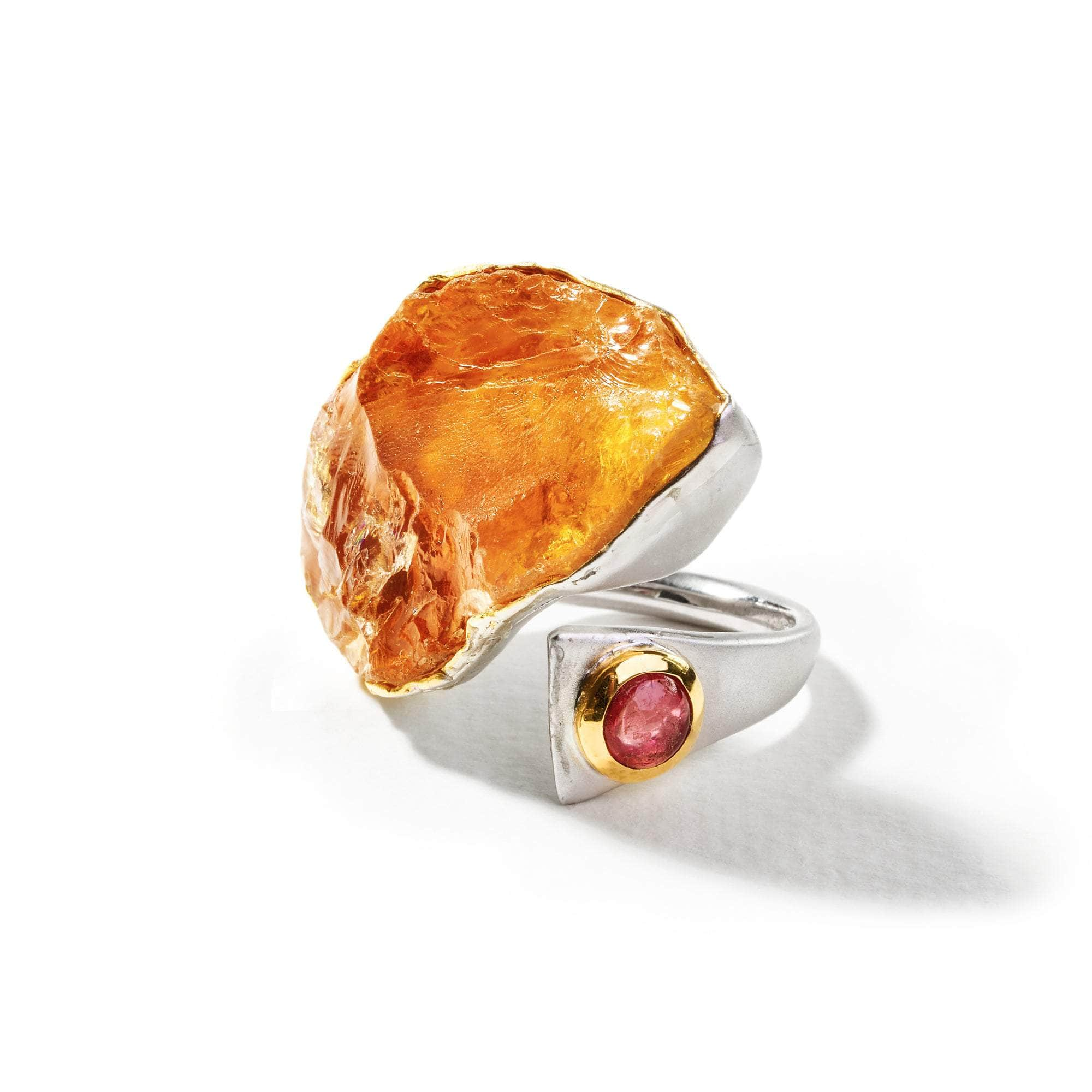 Argos Rough Citrine and Pink Tourmaline Ring GERMAN KABIRSKI