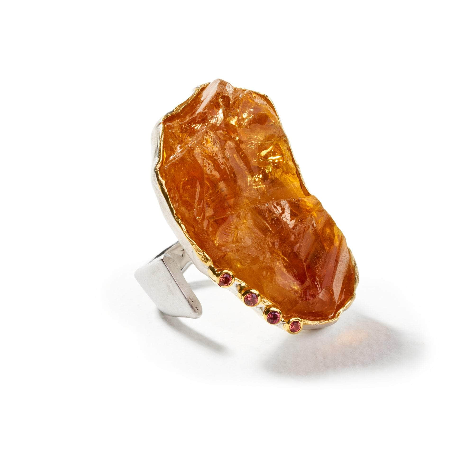 Laranj Rough Citrine and Pink Sapphire Ring GERMAN KABIRSKI