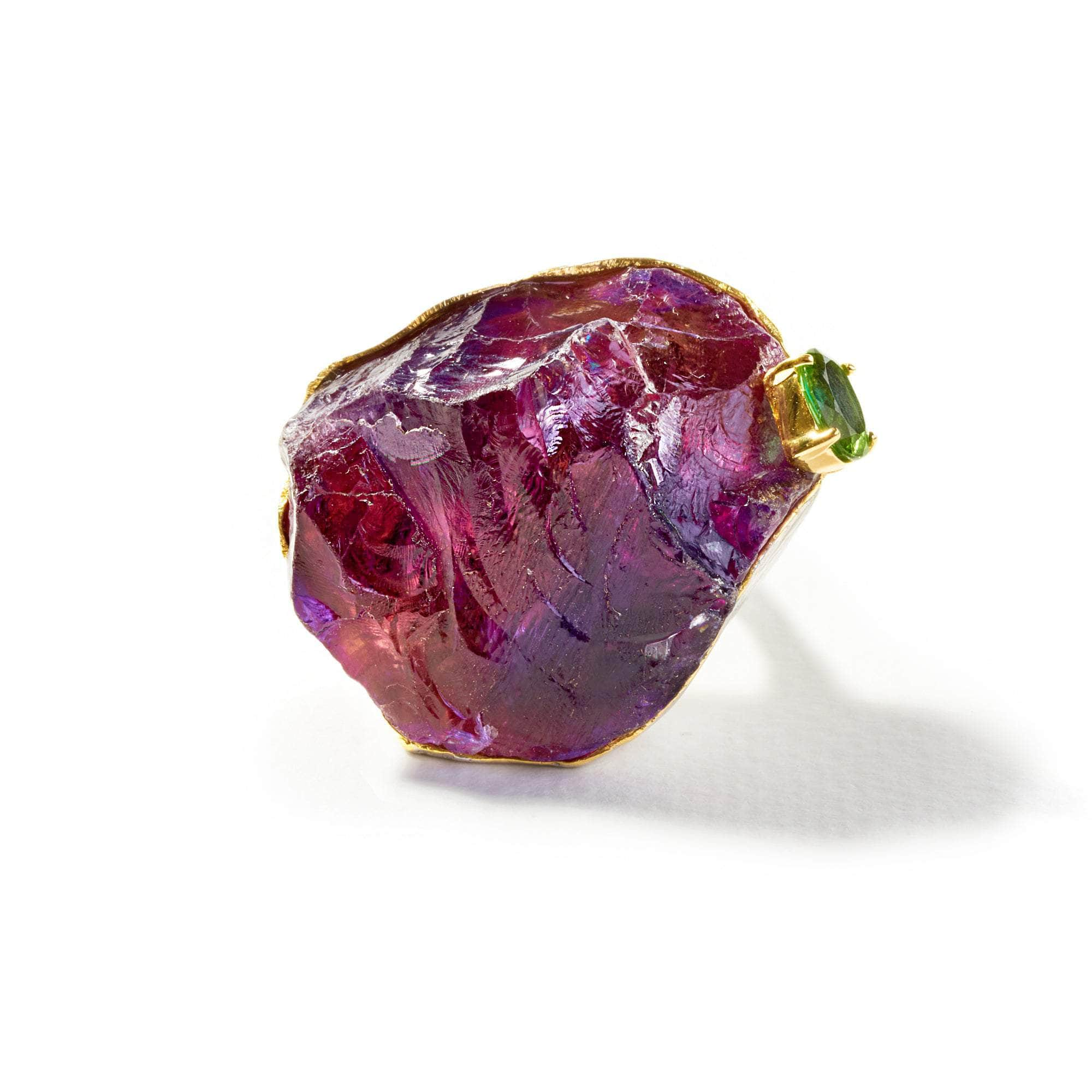 Lylla Rough Amethyst and Green Tourmaline Ring GERMAN KABIRSKI