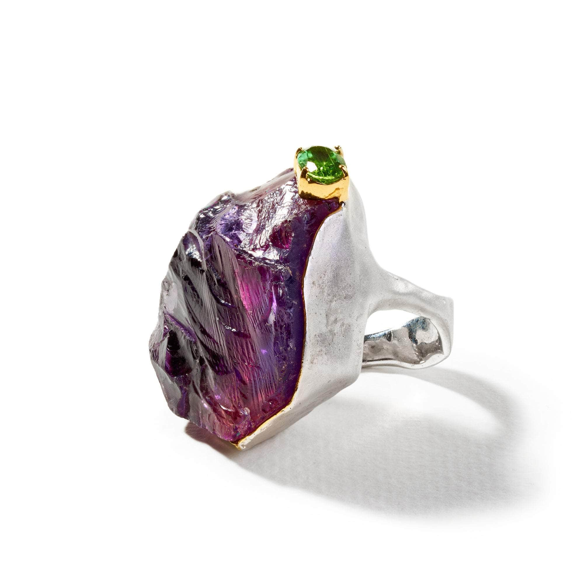 Lylla Rough Amethyst and Green Tourmaline Ring GERMAN KABIRSKI