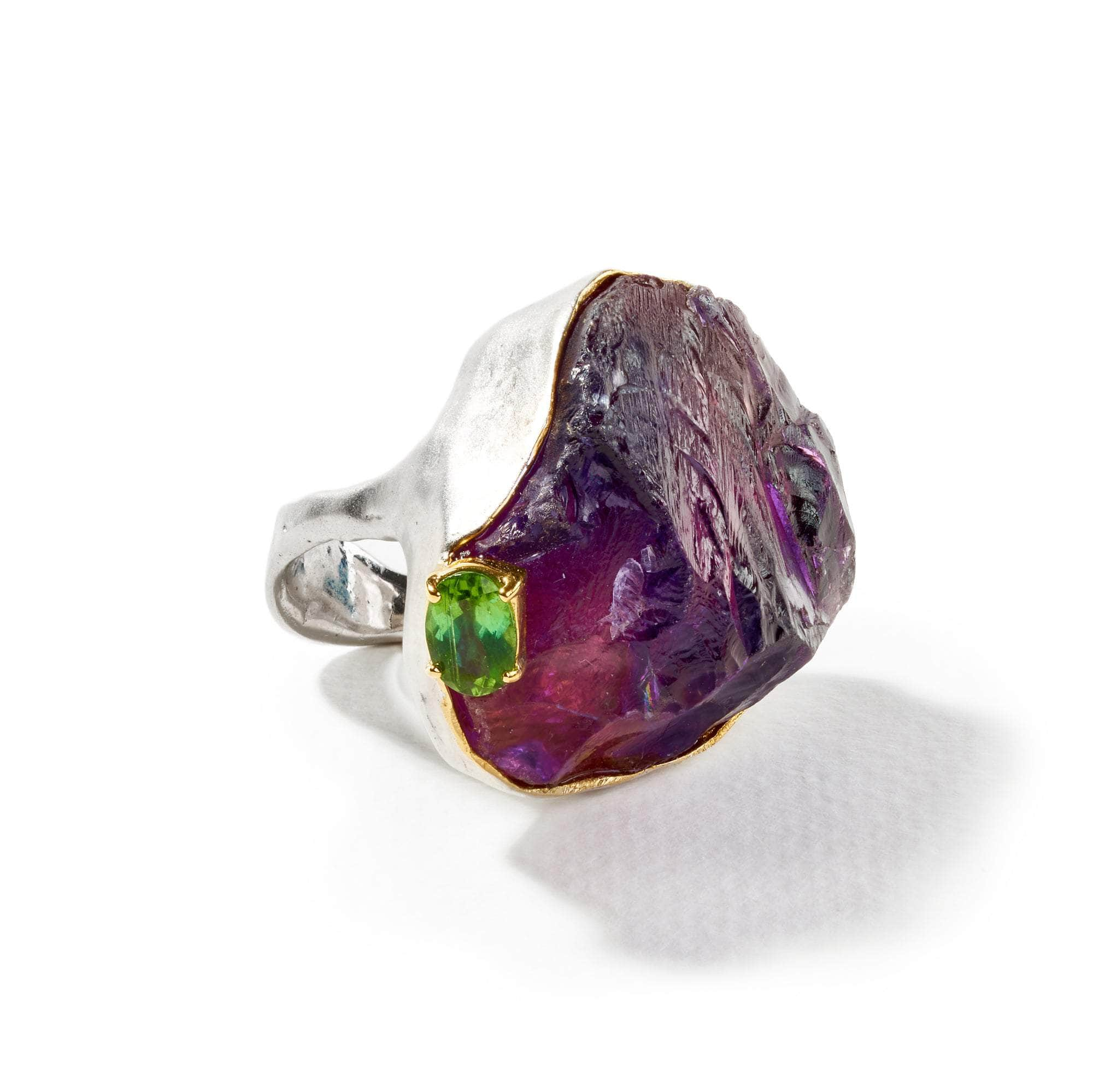 Lylla Rough Amethyst and Green Tourmaline Ring GERMAN KABIRSKI