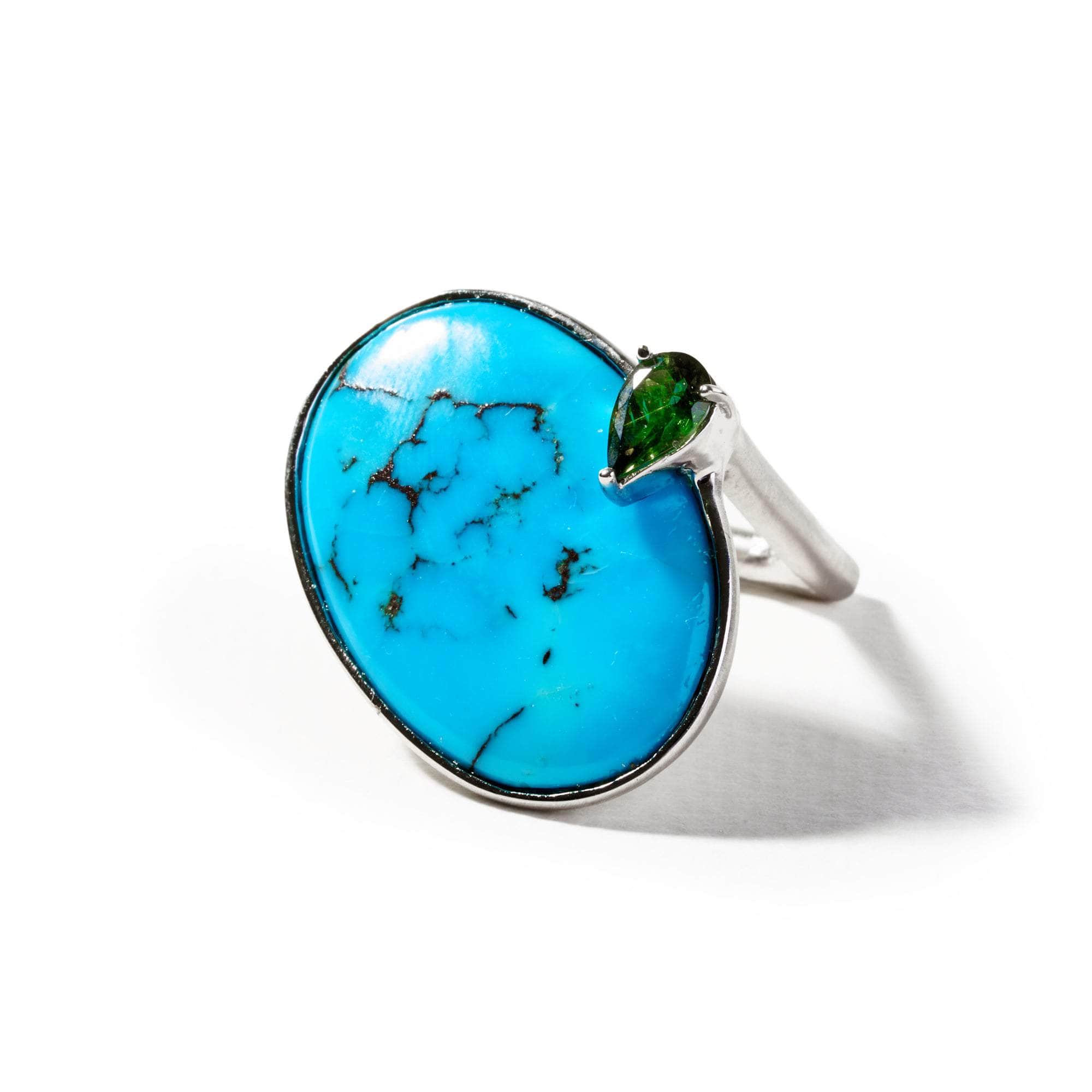 Paezzi Turquoise and Dark Olive Tourmaline Ring | Shop German Kabirski ...