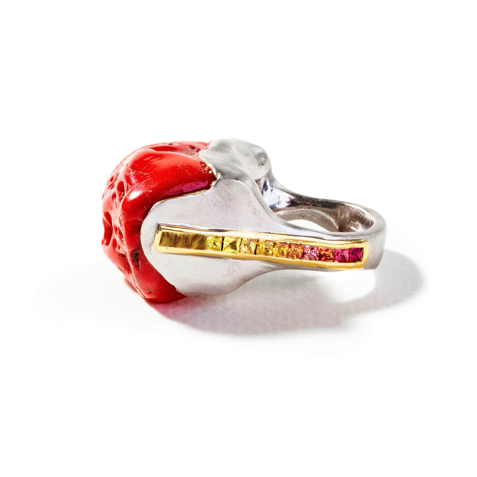 Kallis Red Coral and Mixed Sapphire Ring GERMAN KABIRSKI