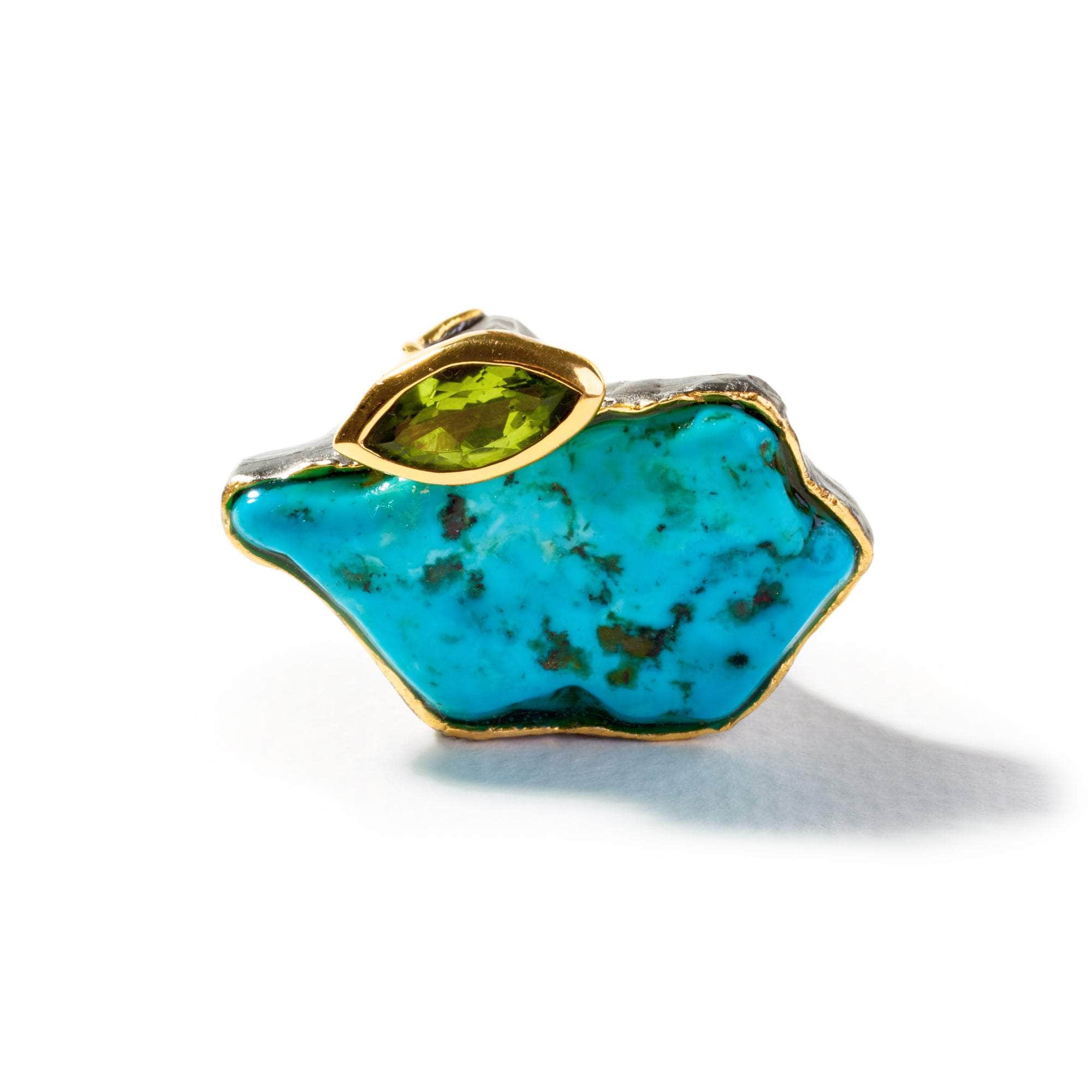 Hafez Rough Turquoise and Peridot Ring GERMAN KABIRSKI