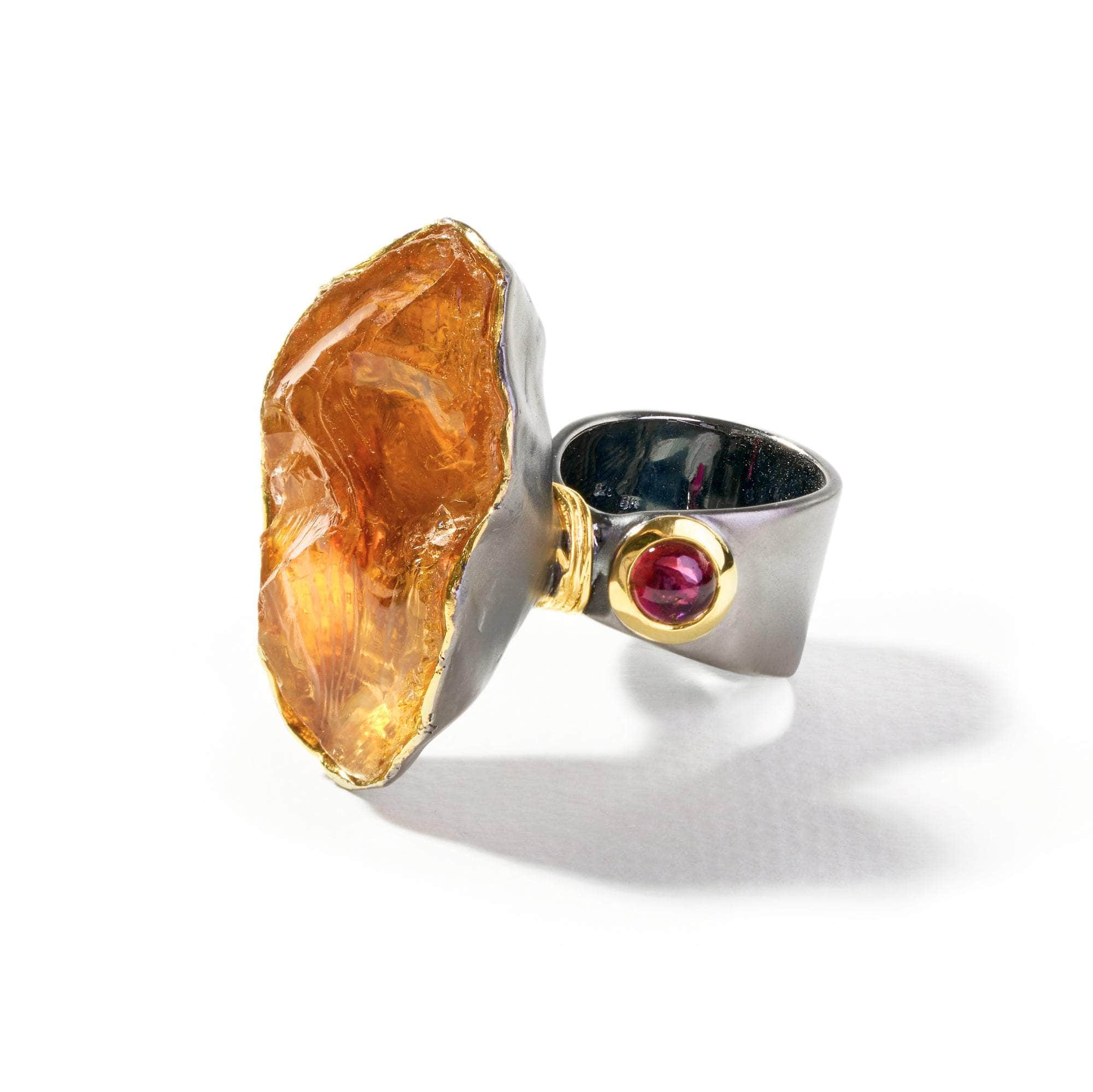 Khanom Rough Citrine and Pink Tourmaline Ring GERMAN KABIRSKI