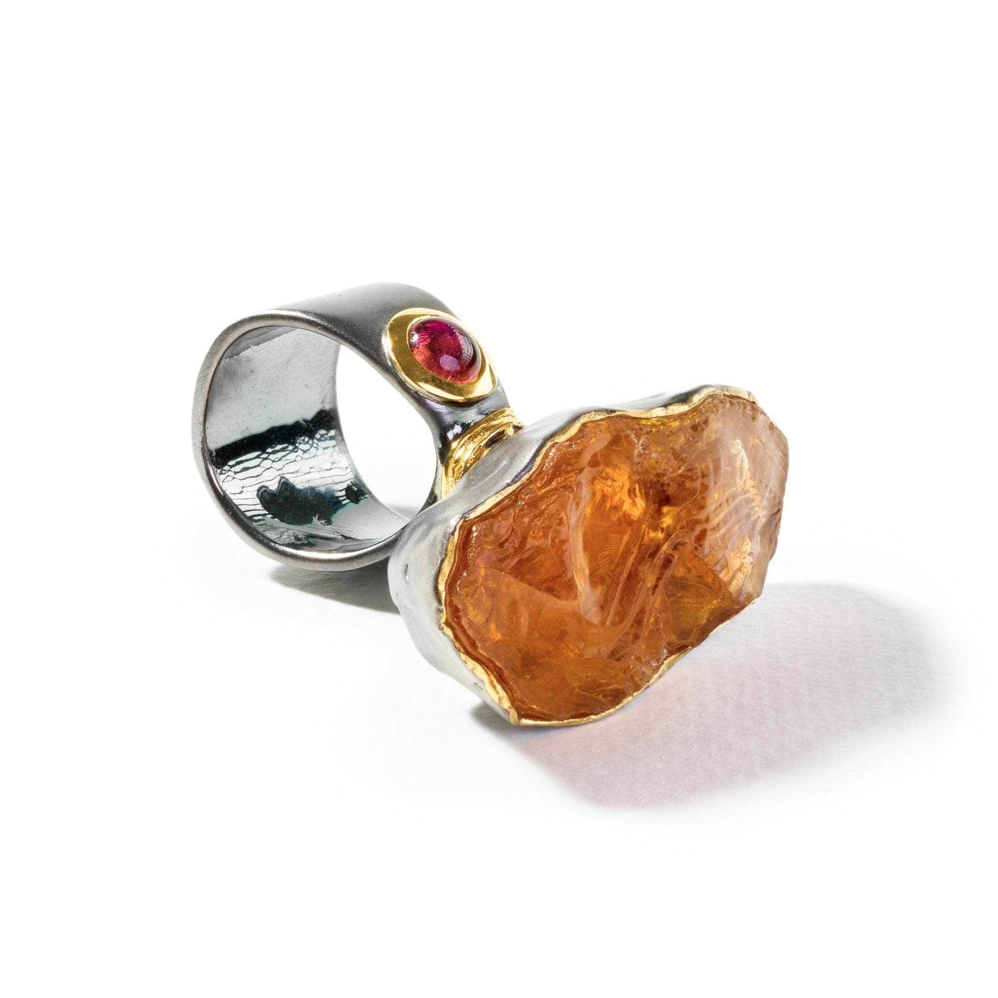 Khanom Rough Citrine and Pink Tourmaline Ring GERMAN KABIRSKI