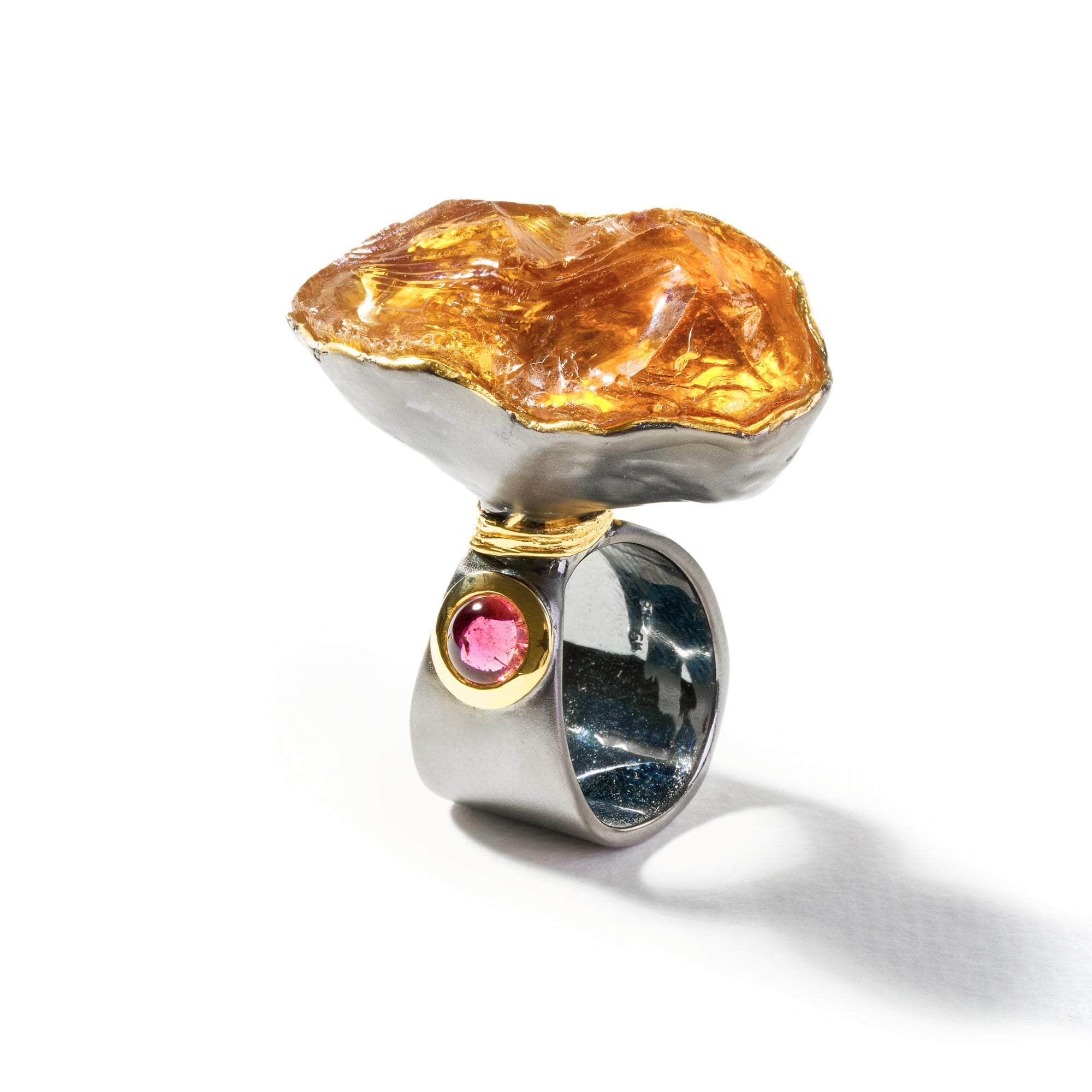 Khanom Rough Citrine and Pink Tourmaline Ring GERMAN KABIRSKI