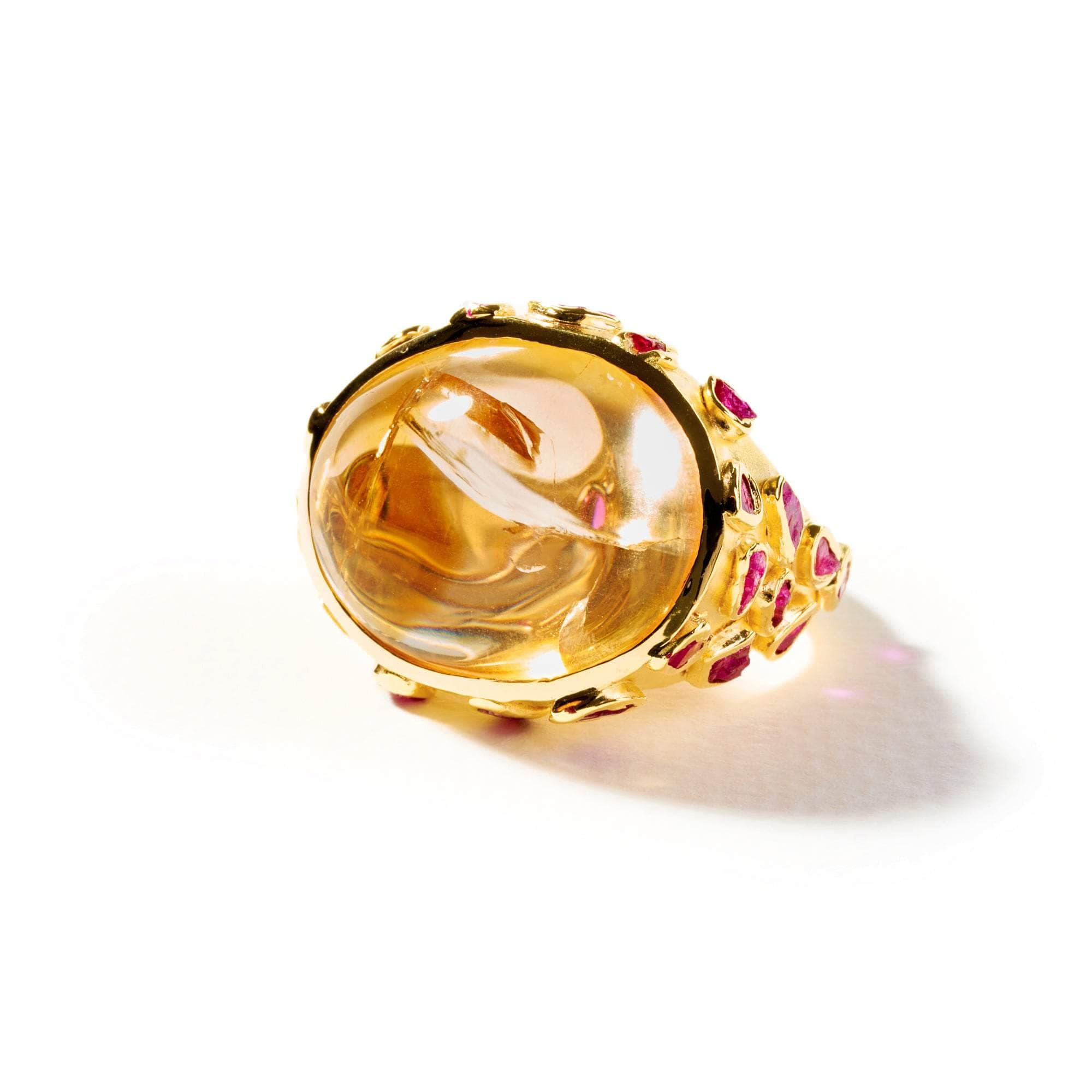 Kieli Citrine and Rough Ruby Ring GERMAN KABIRSKI