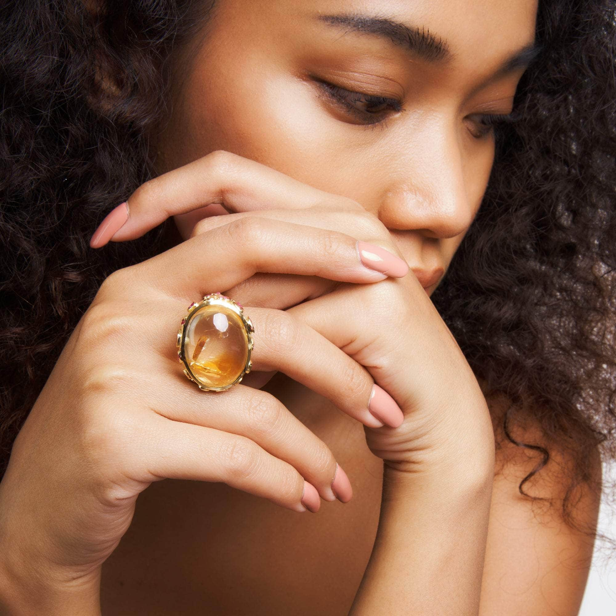 Kieli Citrine and Rough Ruby Ring GERMAN KABIRSKI