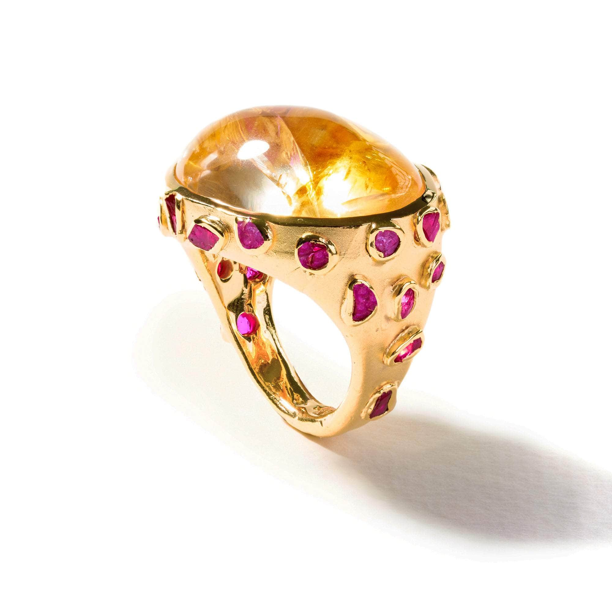 Kieli Citrine and Rough Ruby Ring GERMAN KABIRSKI