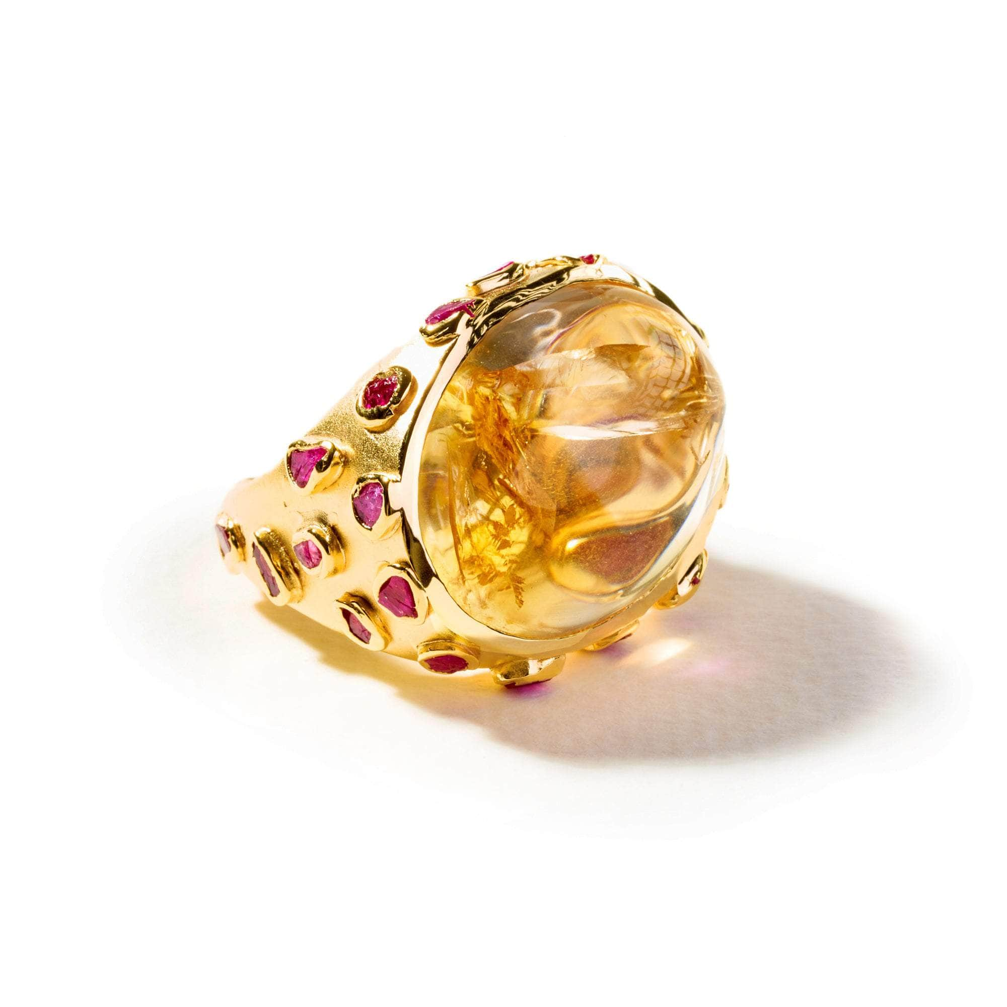 Kieli Citrine and Rough Ruby Ring GERMAN KABIRSKI