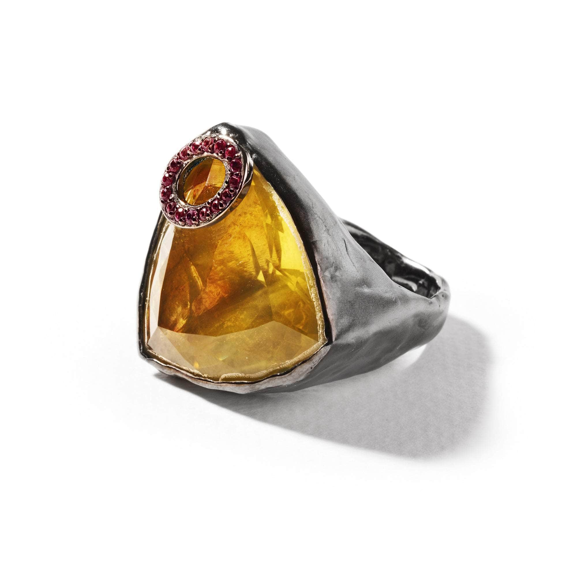 Het Lemon Quartz and Ruby Ring GERMAN KABIRSKI