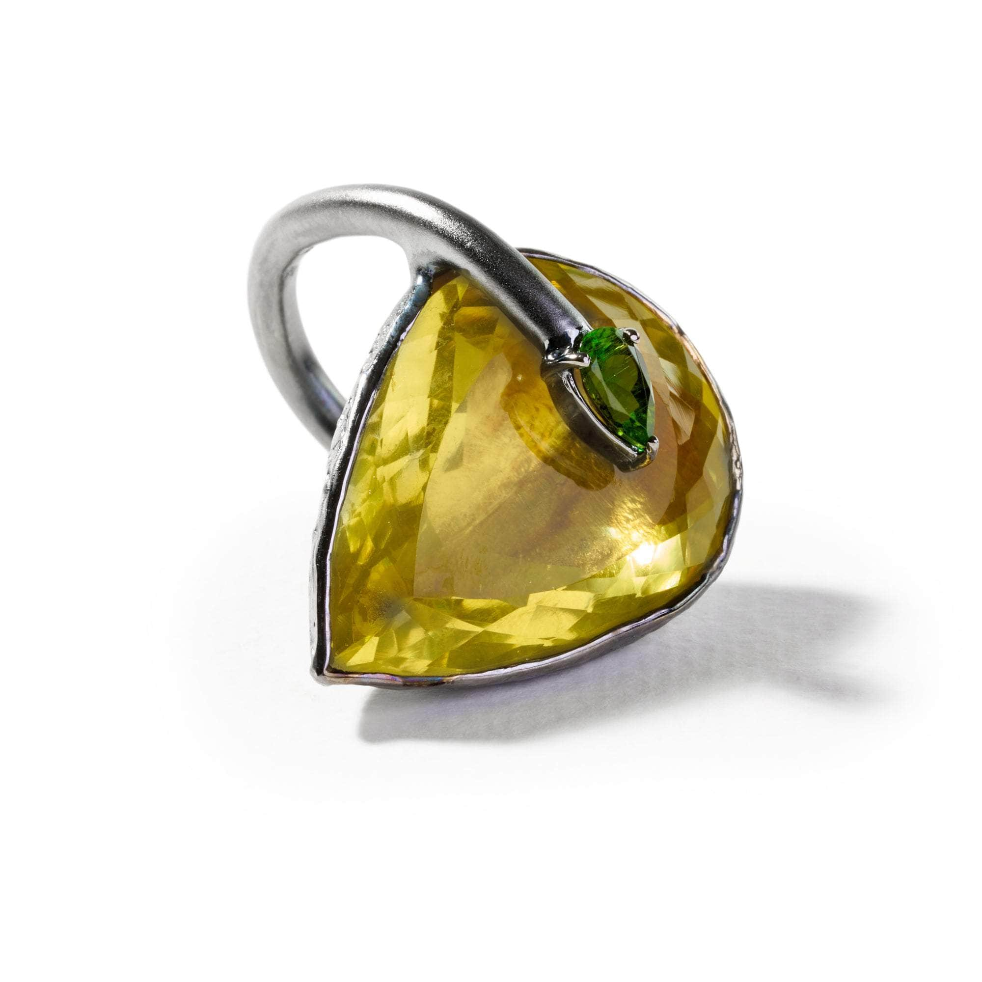 Rauh Lemon Quartz and Green Tourmaline Ring GERMAN KABIRSKI