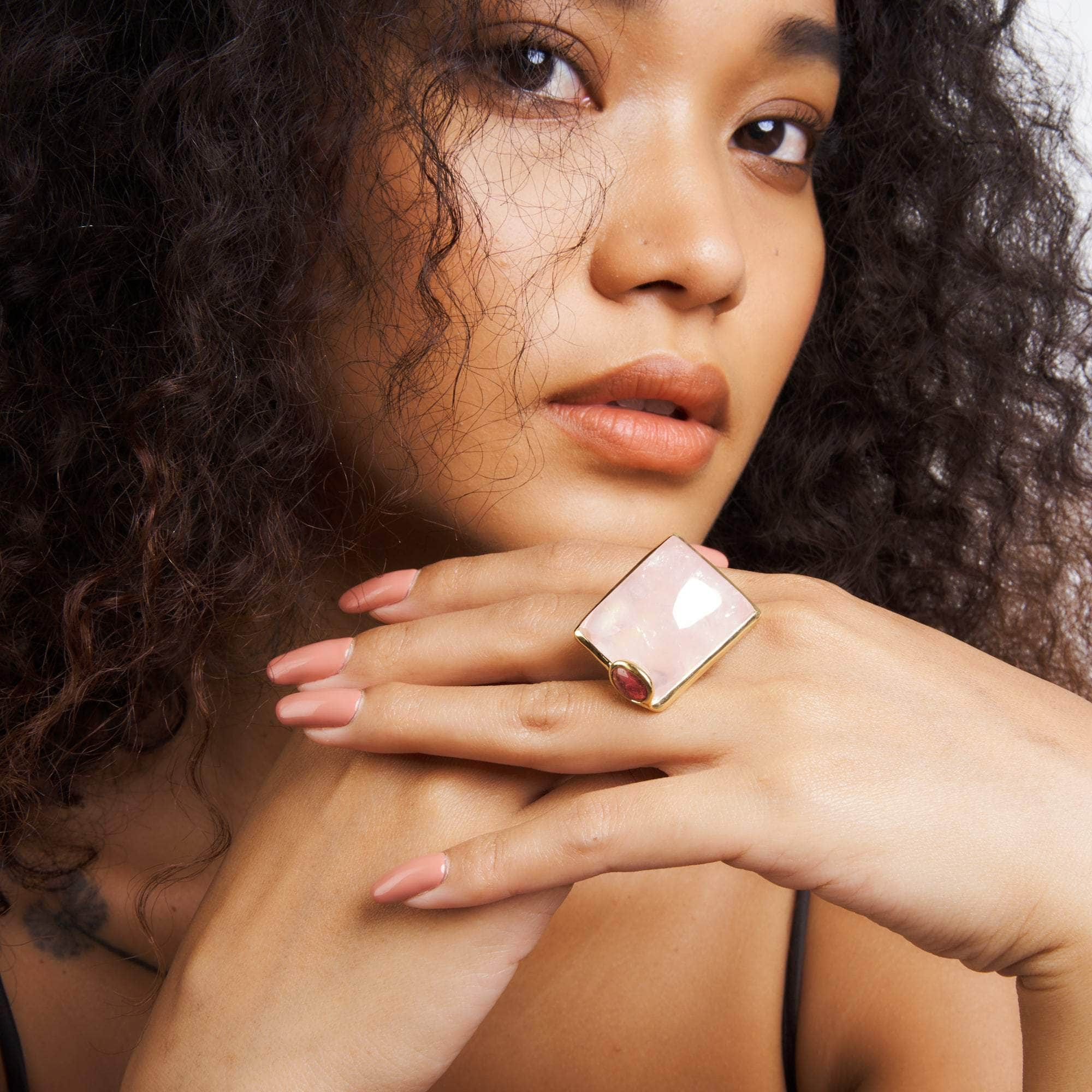 Delsh Rose Quartz and Pink Tourmaline Ring GERMAN KABIRSKI