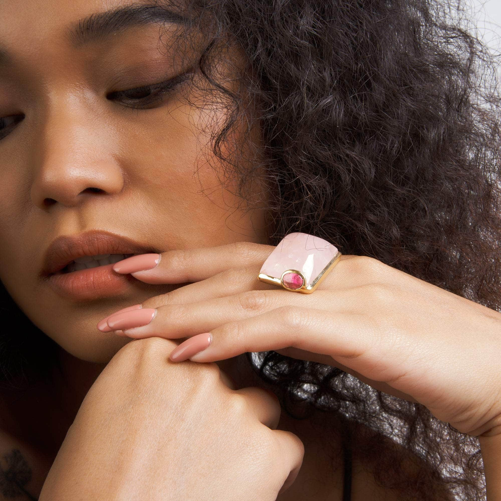 Delsh Rose Quartz and Pink Tourmaline Ring GERMAN KABIRSKI