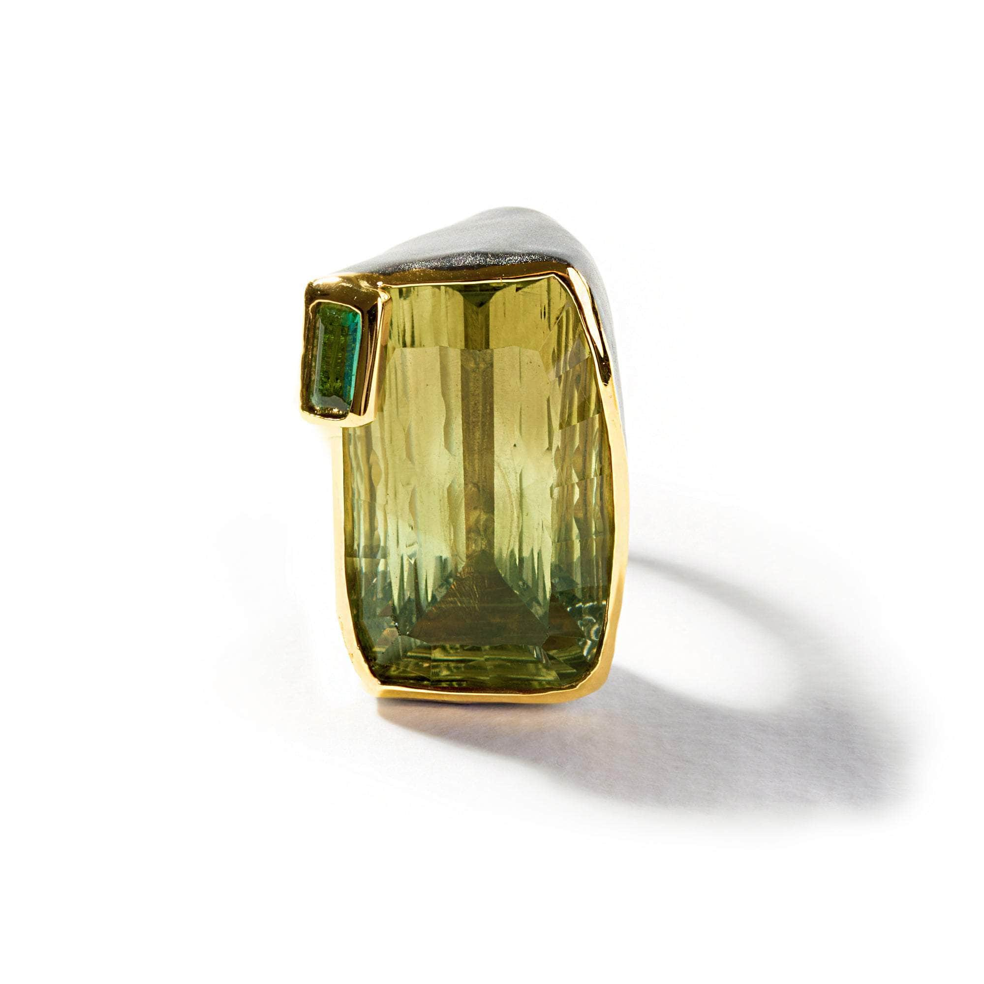 Shaan Green Amethyst and Dark Olive Tourmaline Ring GERMAN KABIRSKI