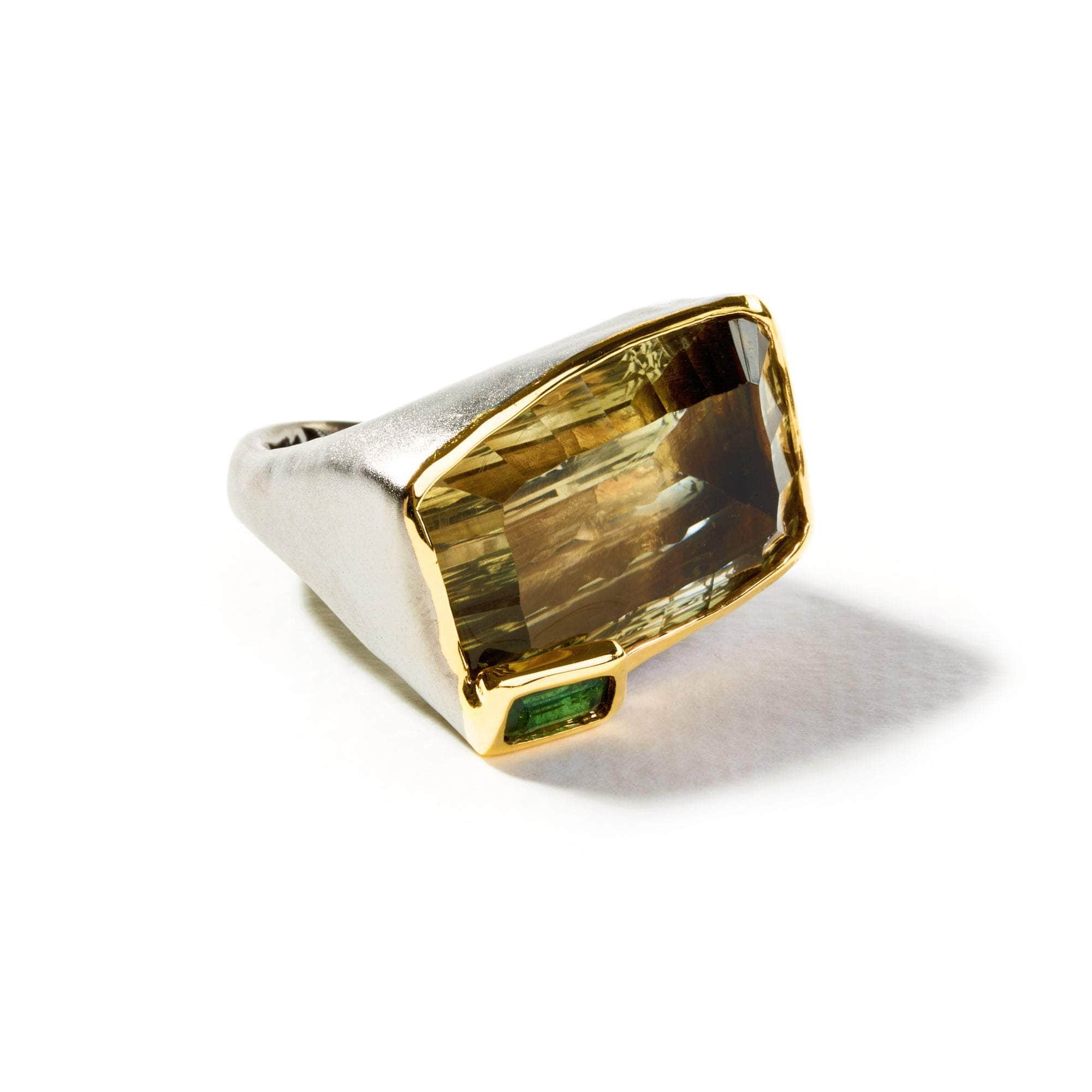 Shaan Green Amethyst and Dark Olive Tourmaline Ring GERMAN KABIRSKI