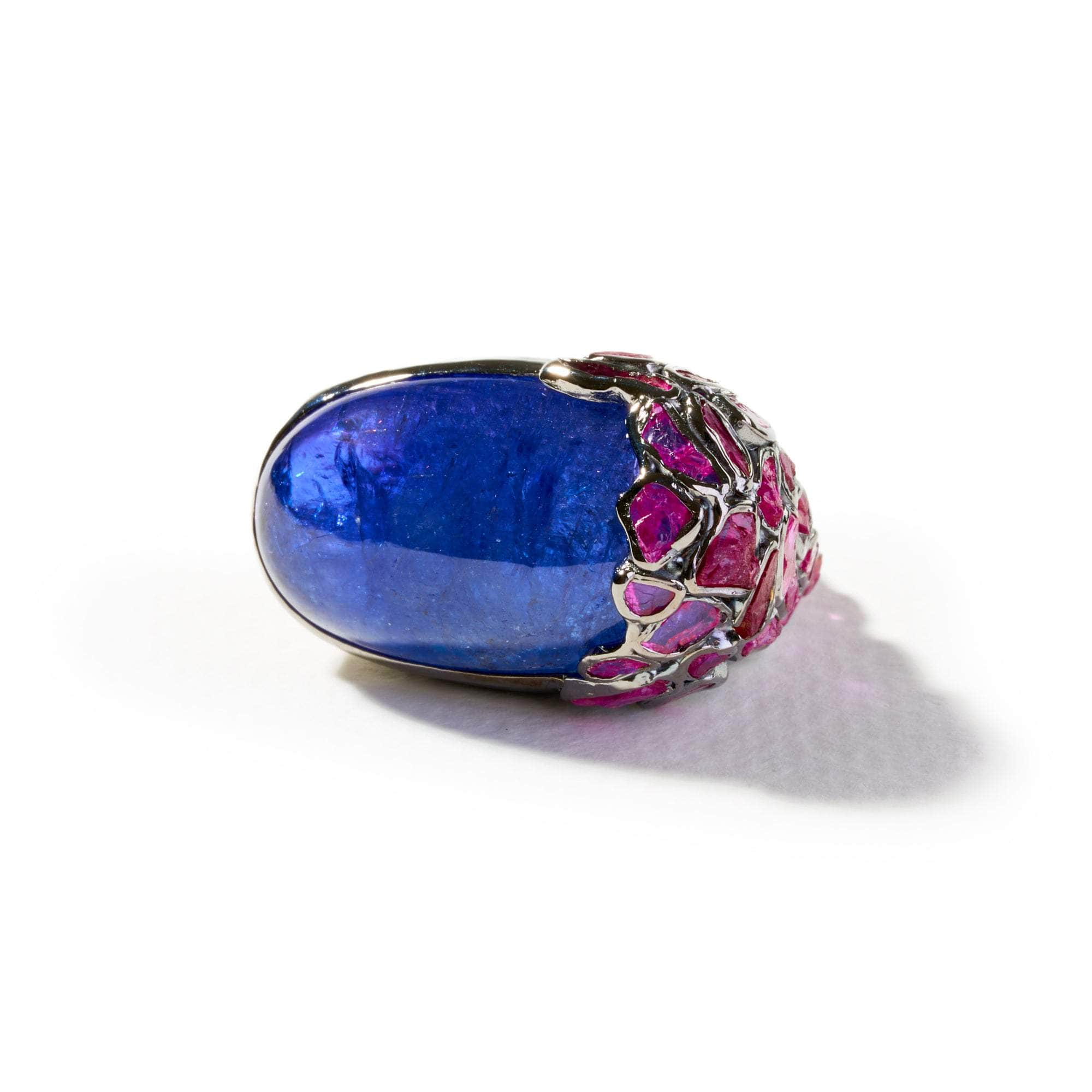 Arame Tanzanite and Rough Ruby Ring GERMAN KABIRSKI