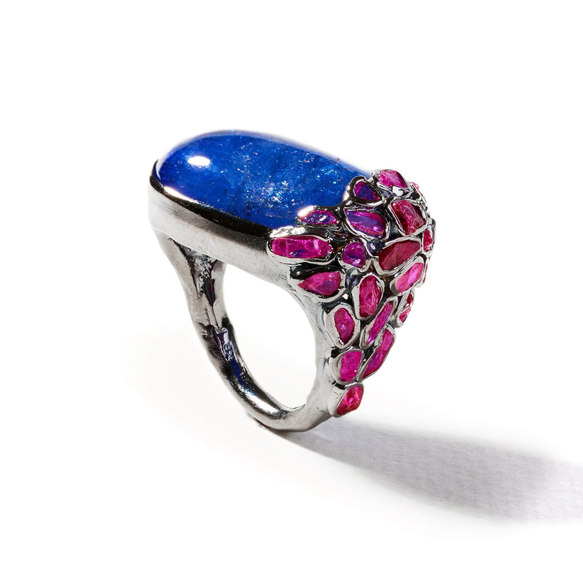 Arame Tanzanite and Rough Ruby Ring GERMAN KABIRSKI