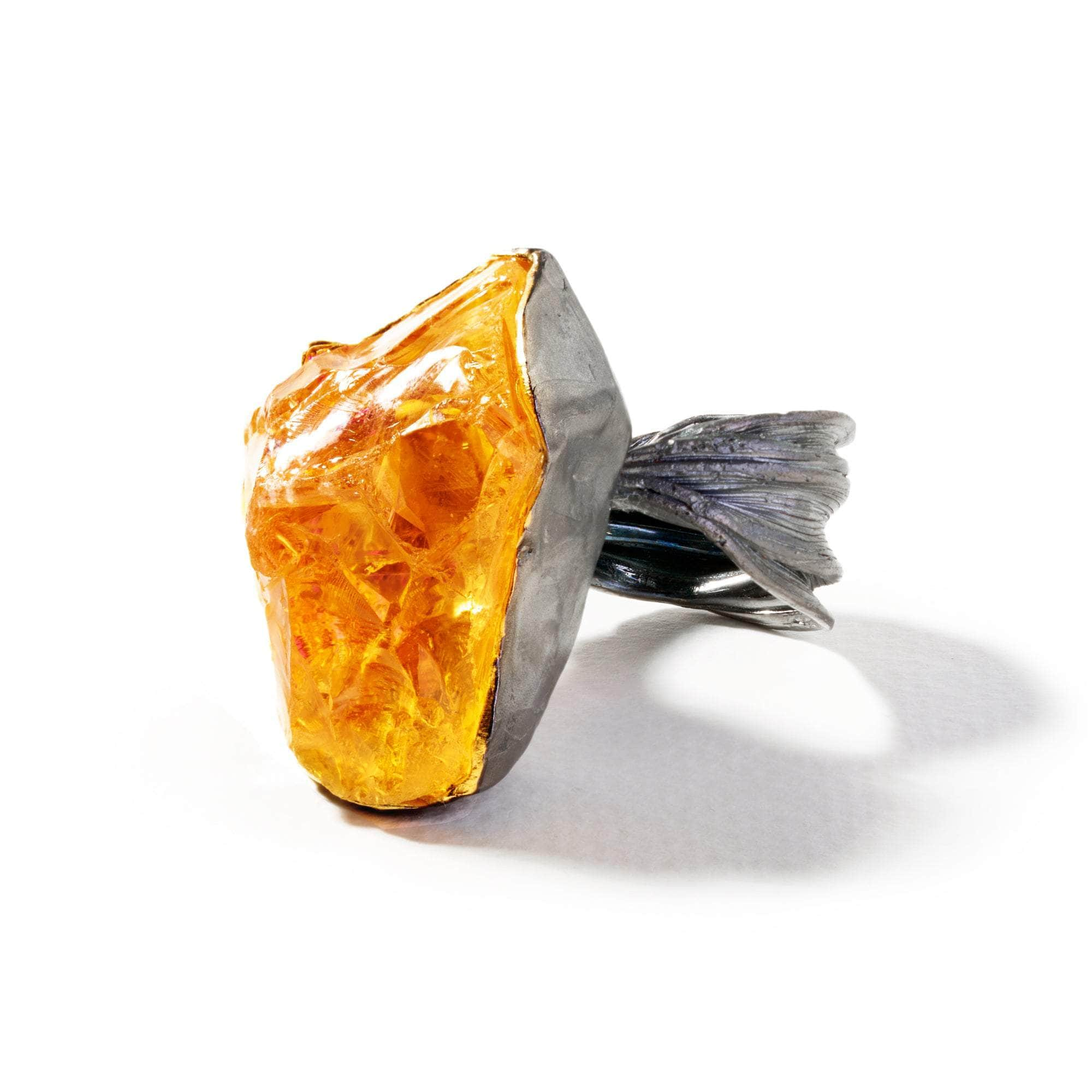 Nagha Rough Citrine and Rough Ruby Ring GERMAN KABIRSKI