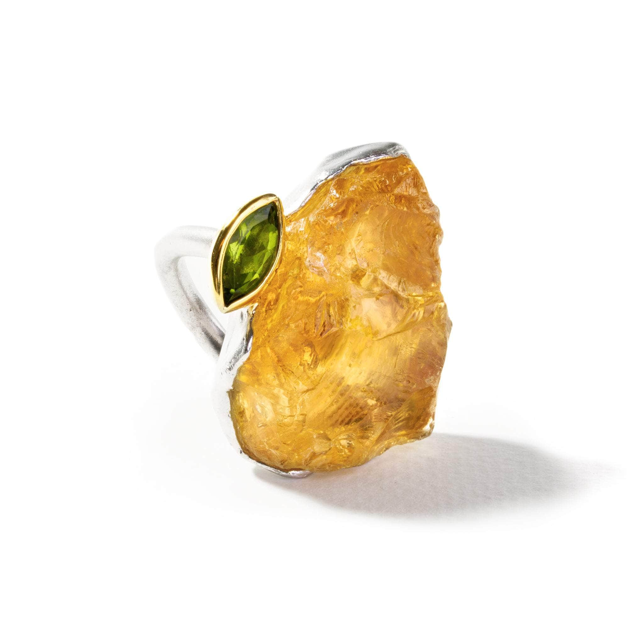 Melan Rough Citrine and Peridot Ring GERMAN KABIRSKI