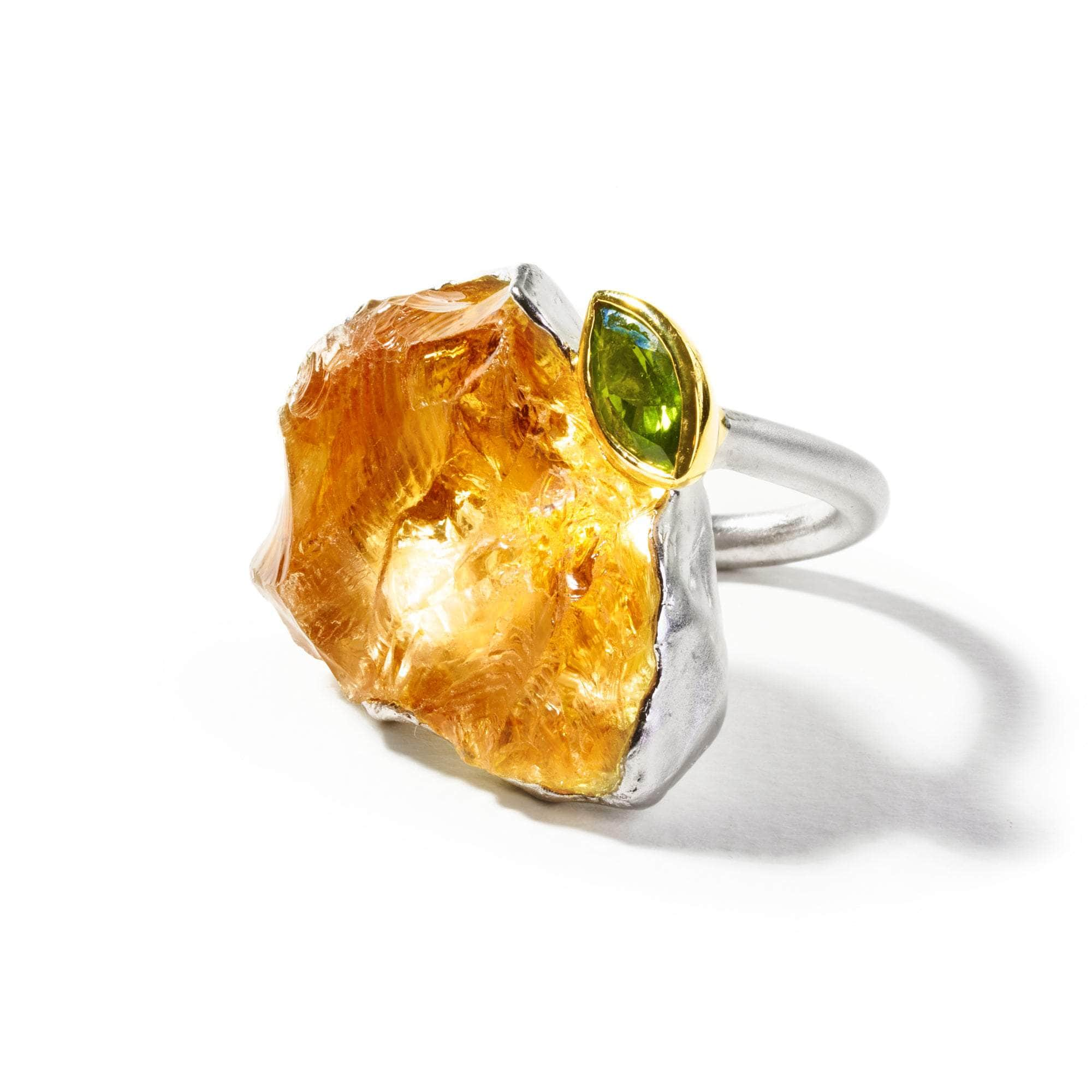 Melan Rough Citrine and Peridot Ring GERMAN KABIRSKI