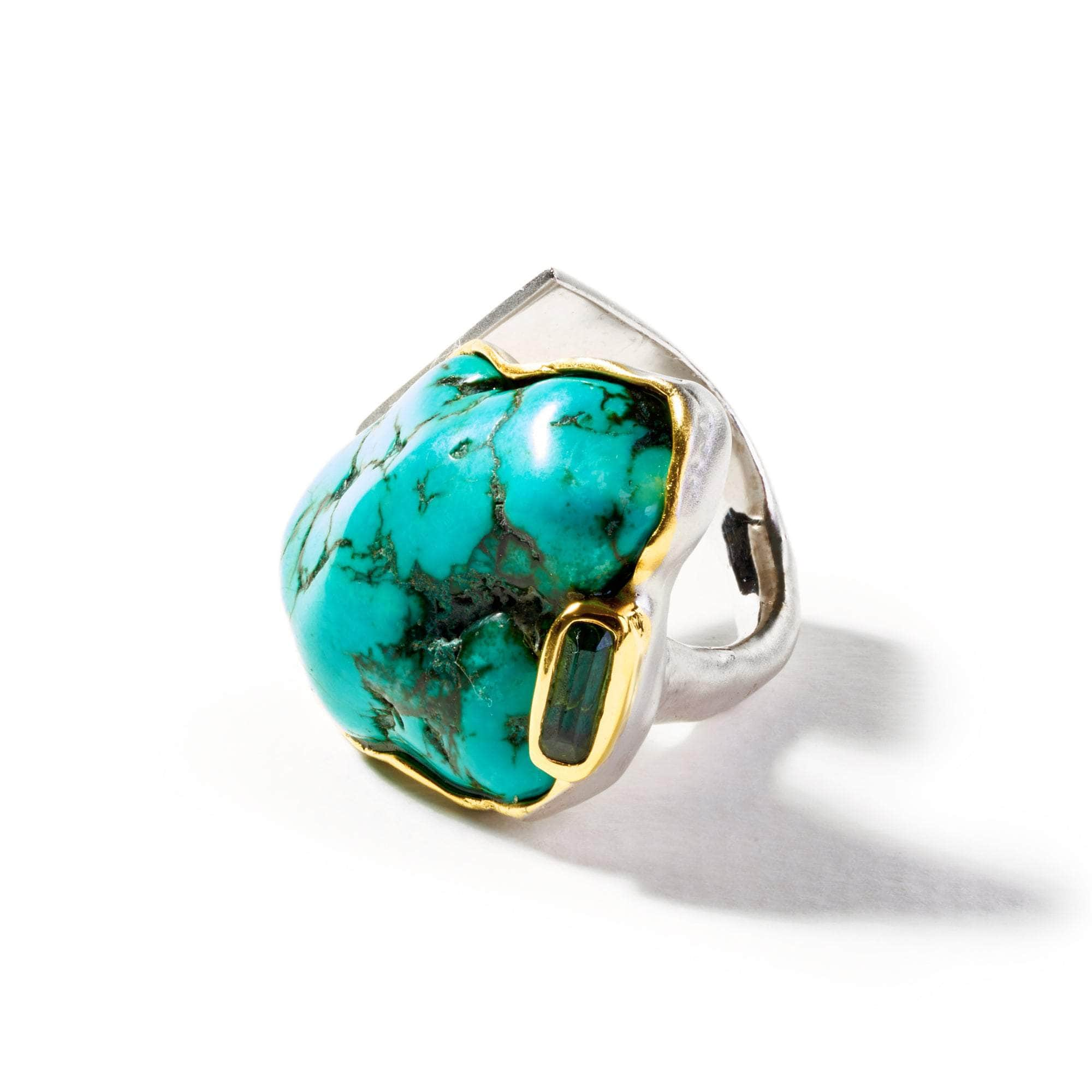 Jarvi Turquoise and Dark Olive Tourmaline Ring GERMAN KABIRSKI