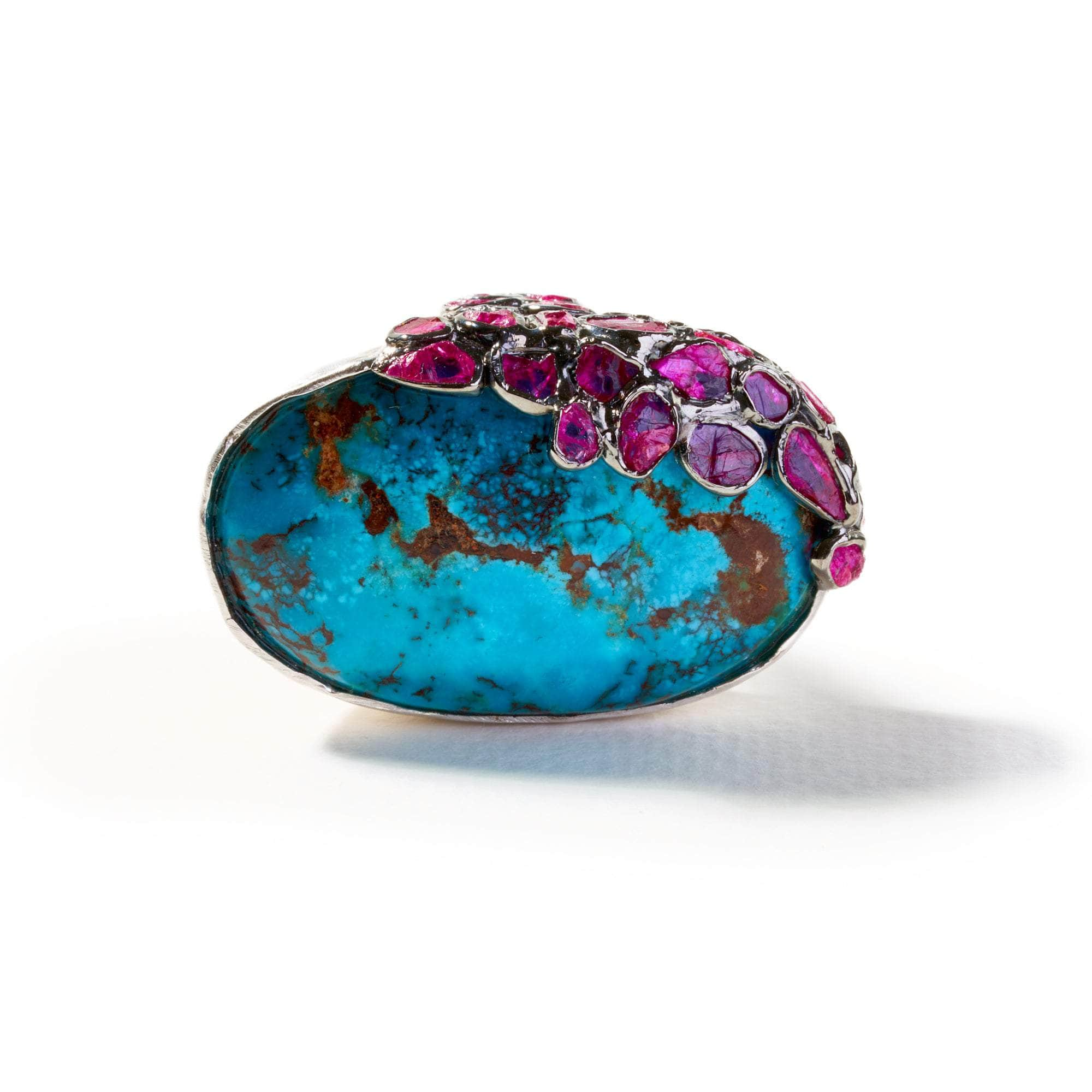 Ferid Turquoise and Rough Ruby Ring GERMAN KABIRSKI