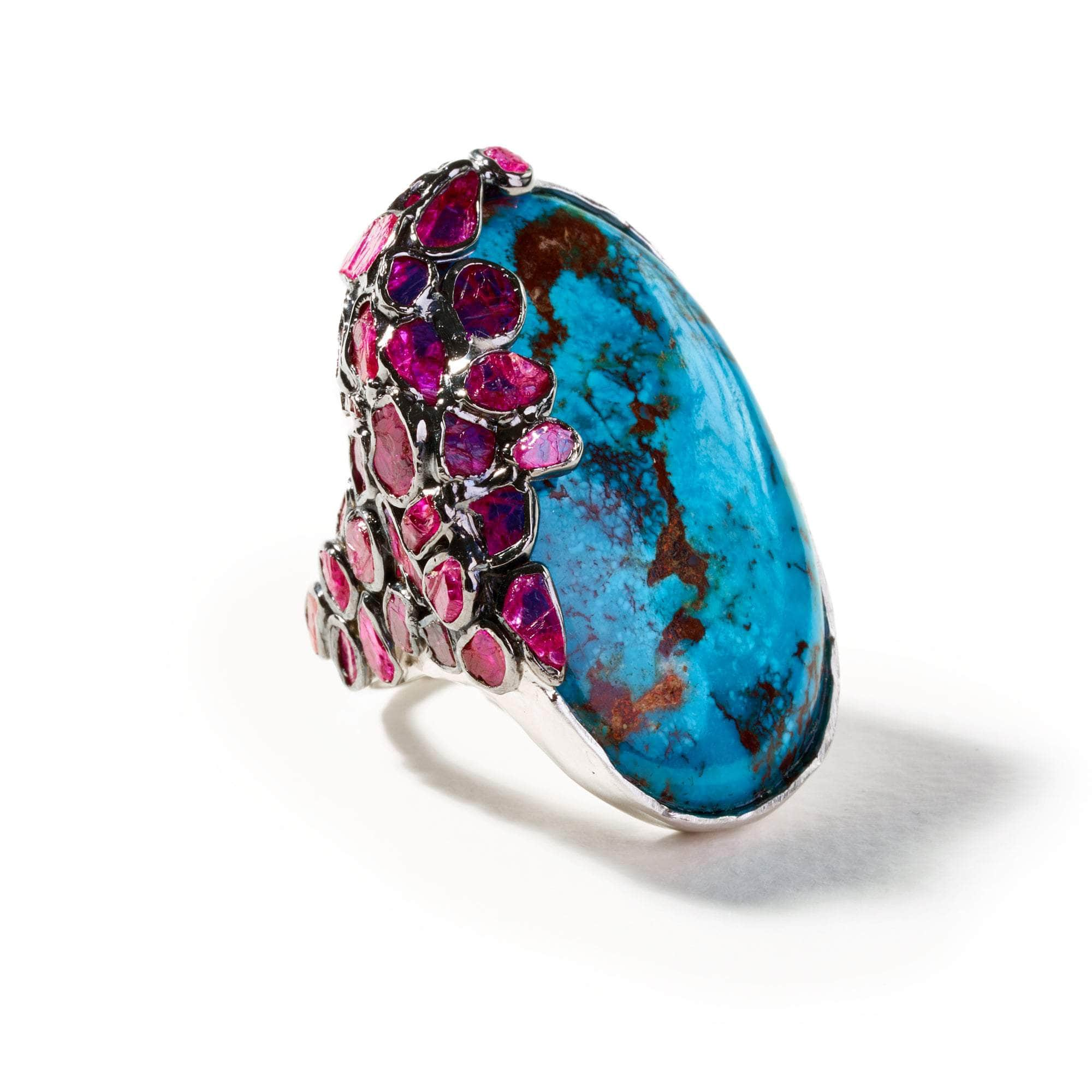 Ferid Turquoise and Rough Ruby Ring GERMAN KABIRSKI