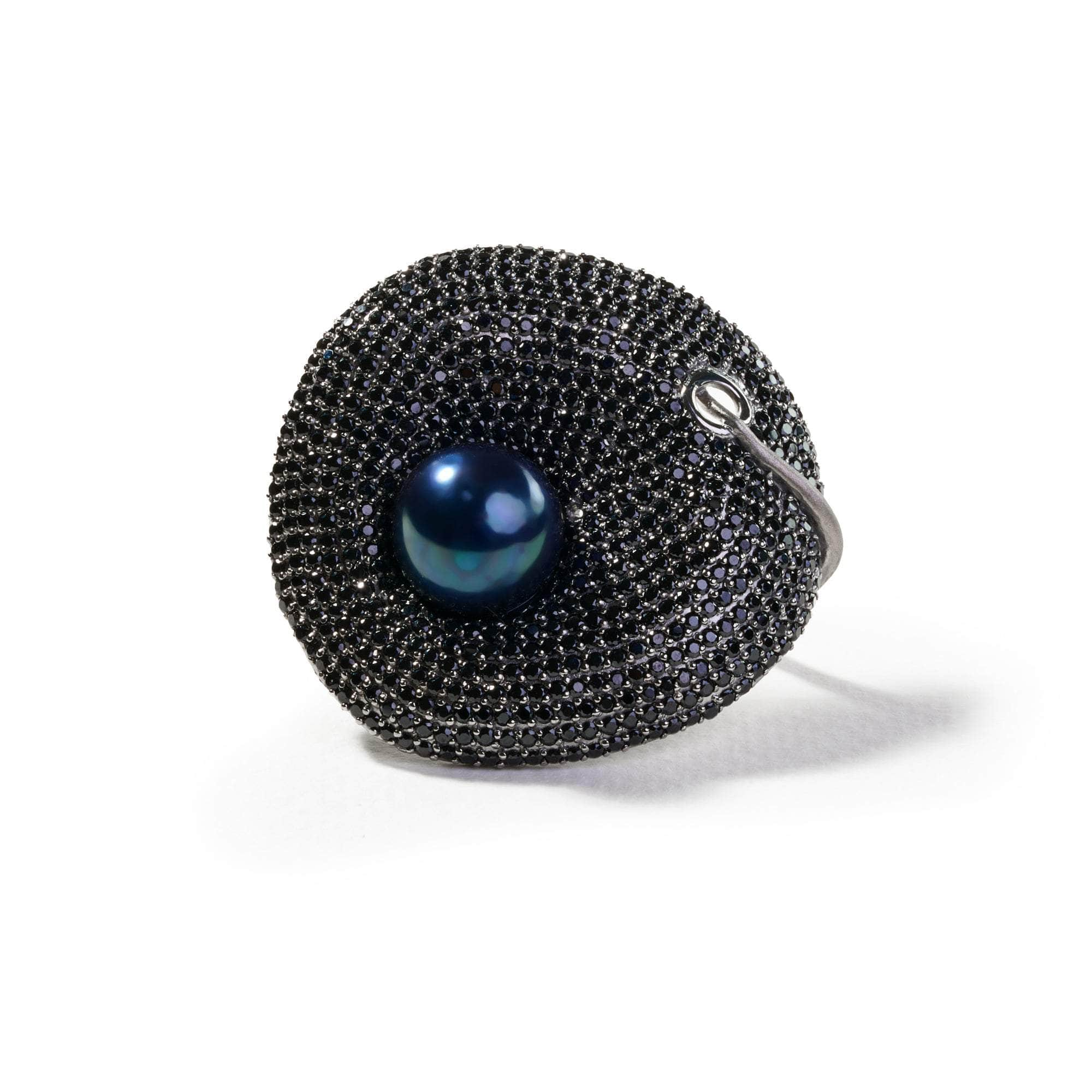 Blumm Pearl and Black Spinel Ring GERMAN KABIRSKI