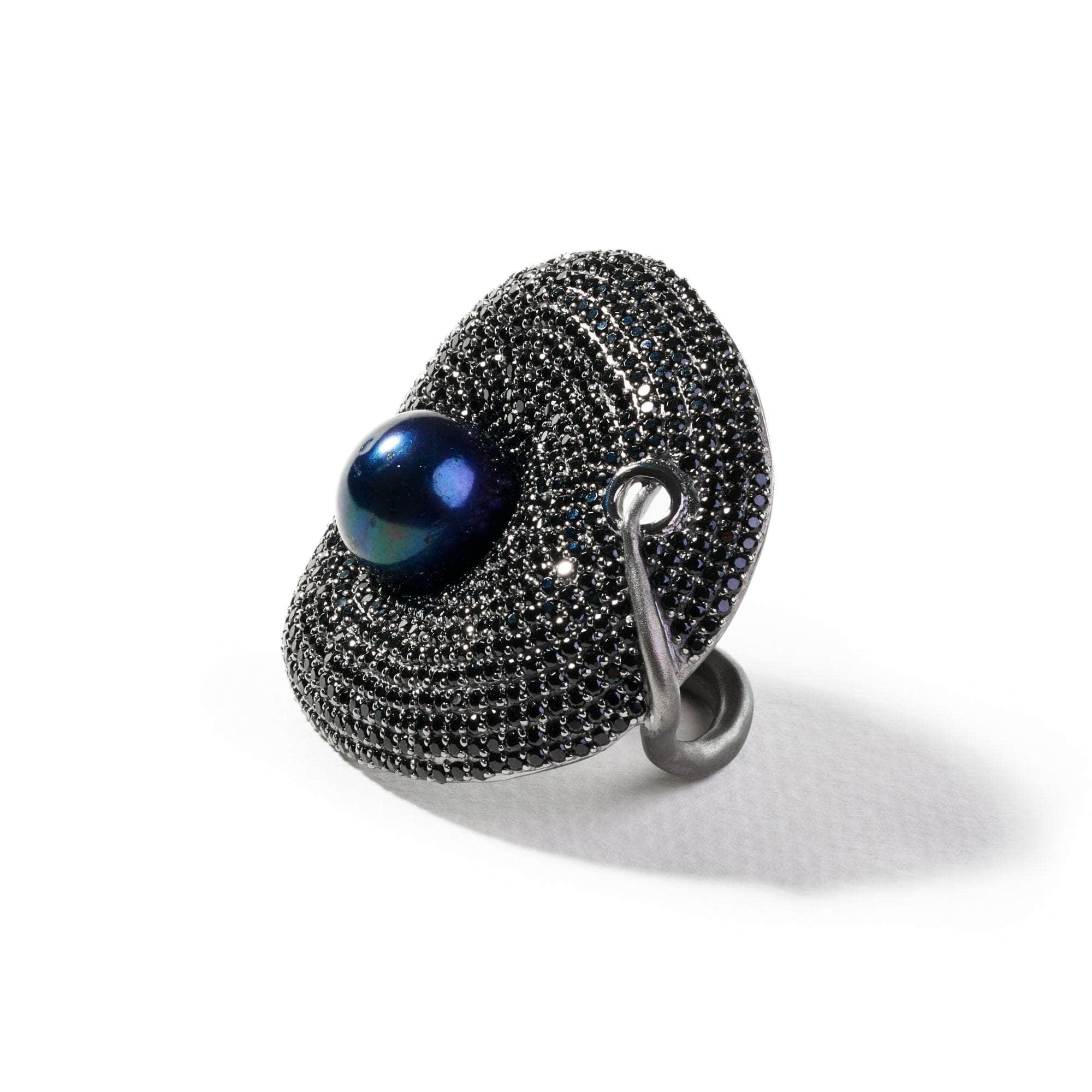 Blumm Pearl and Black Spinel Ring GERMAN KABIRSKI