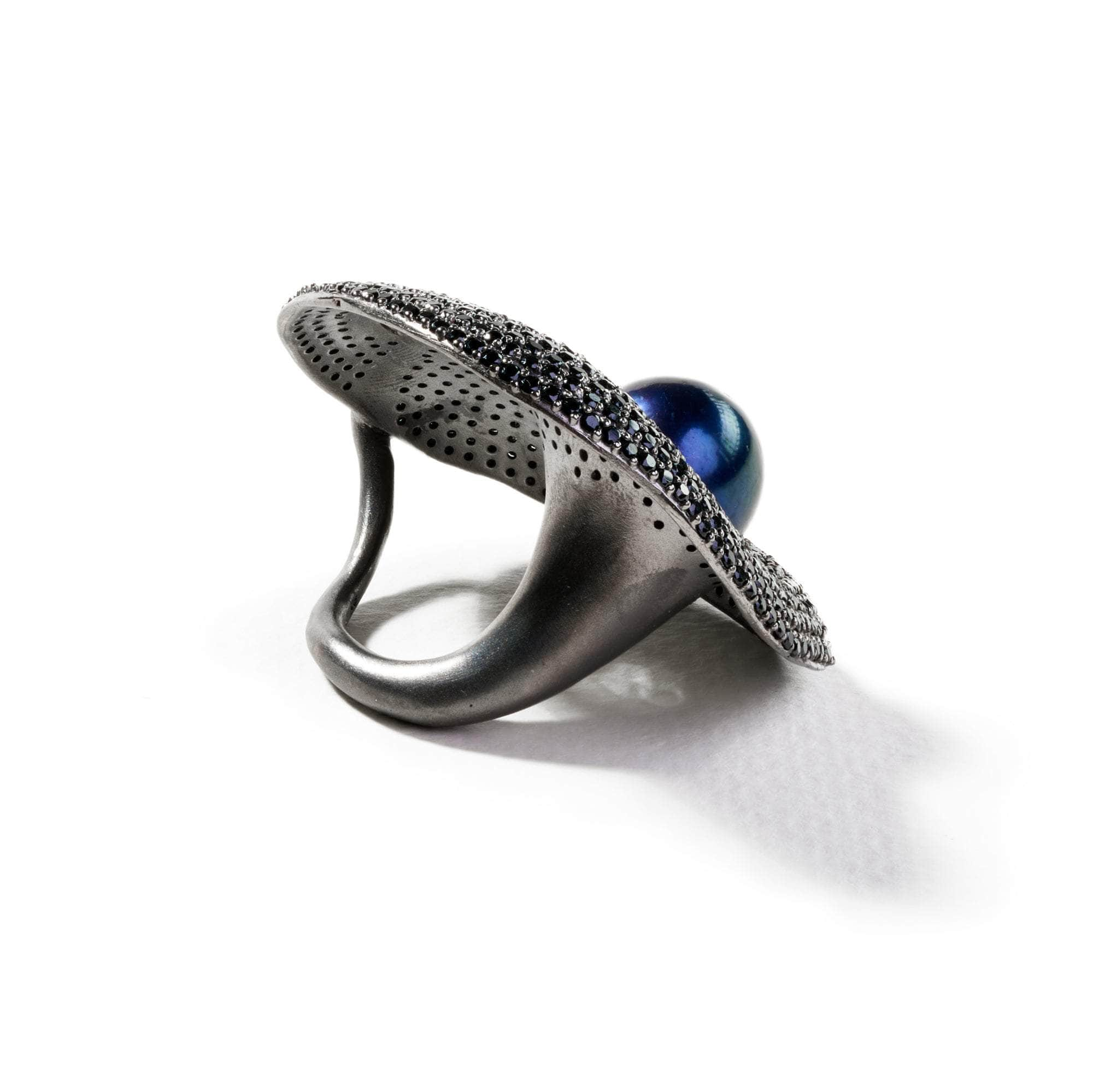 Blumm Pearl and Black Spinel Ring GERMAN KABIRSKI