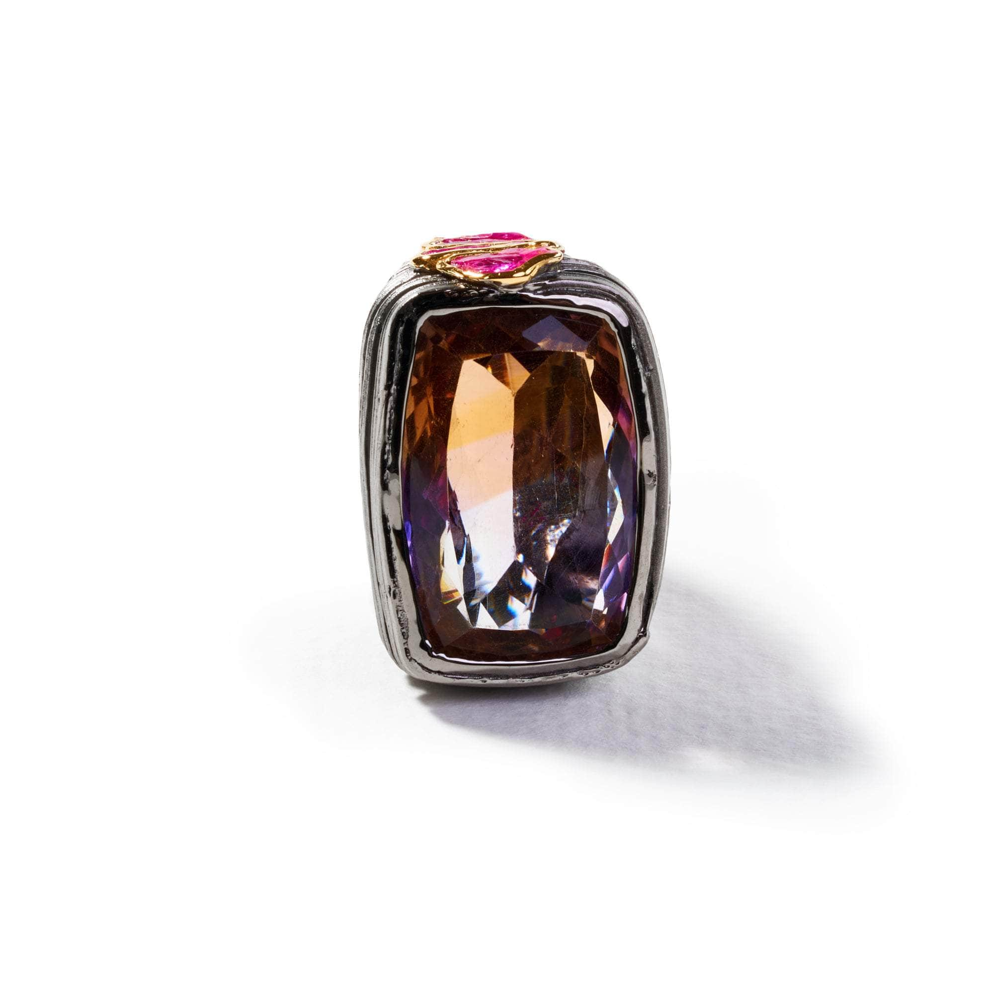 Metis Ametrine and Rough Ruby Ring GERMAN KABIRSKI