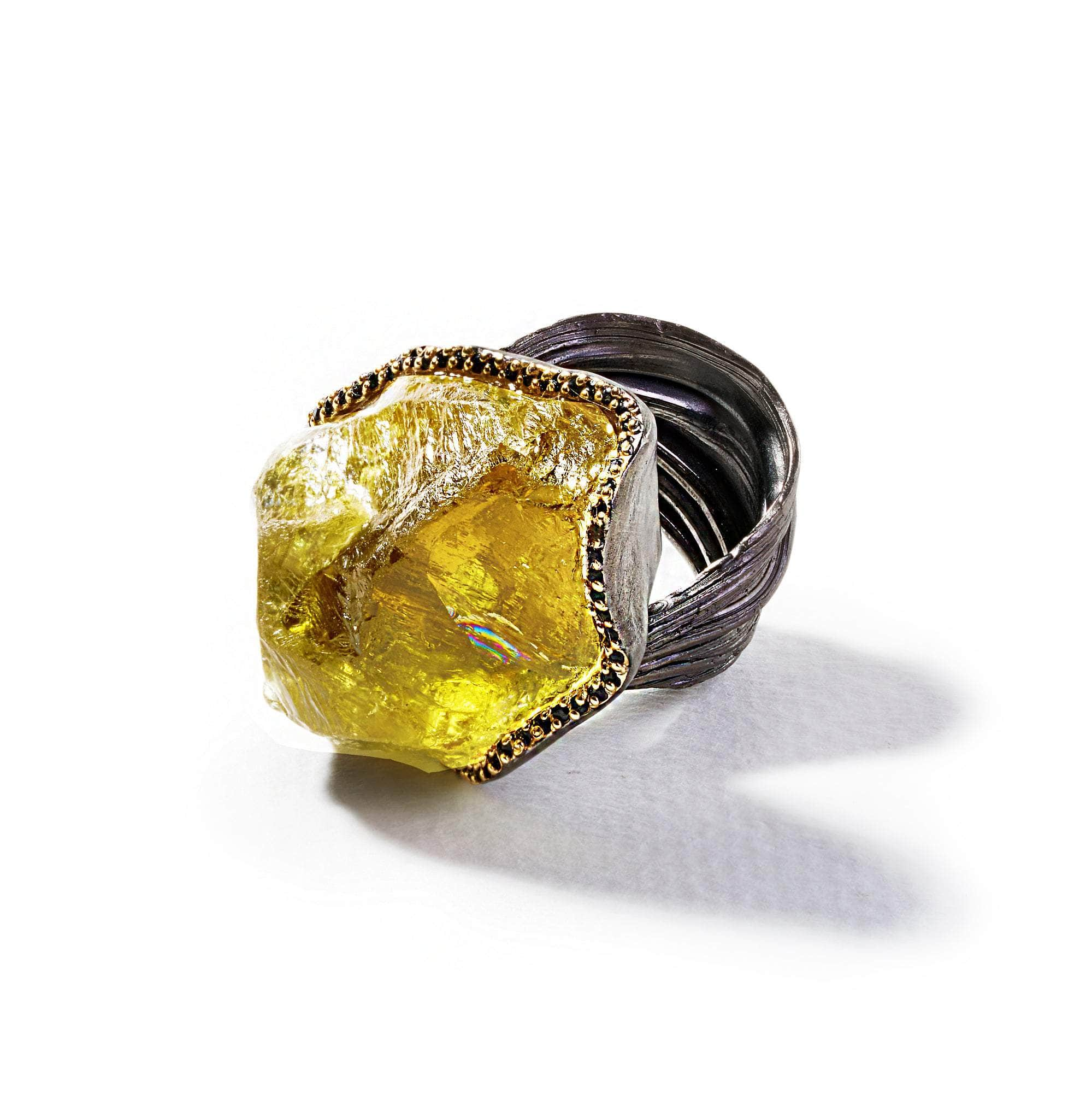 Aether Lemon Quartz and Black Spinel Ring GERMAN KABIRSKI