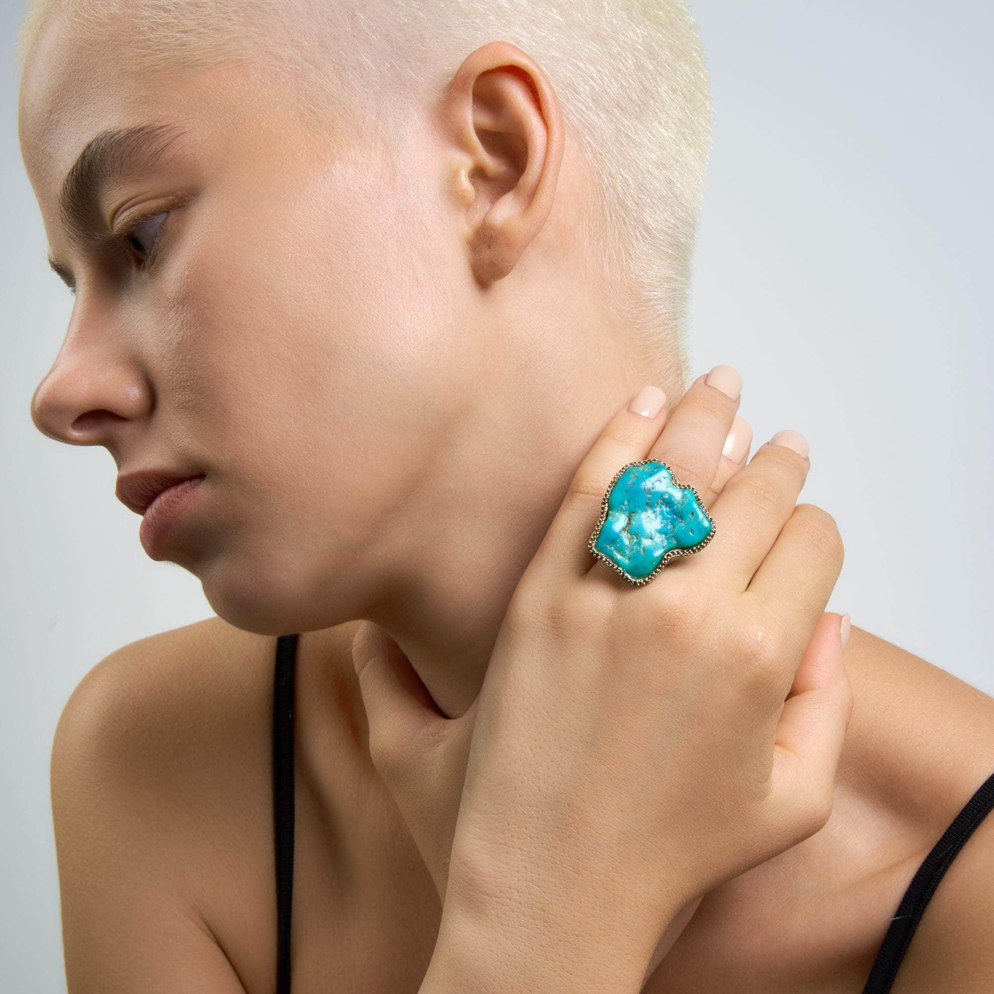 Thaly Turquoise and Black Spinel Ring GERMAN KABIRSKI