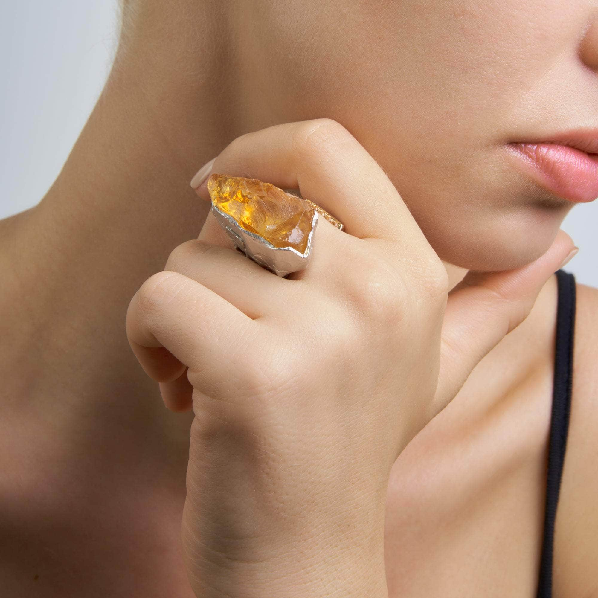 Salus Rough Citrine and Yellow Sapphire Ring GERMAN KABIRSKI