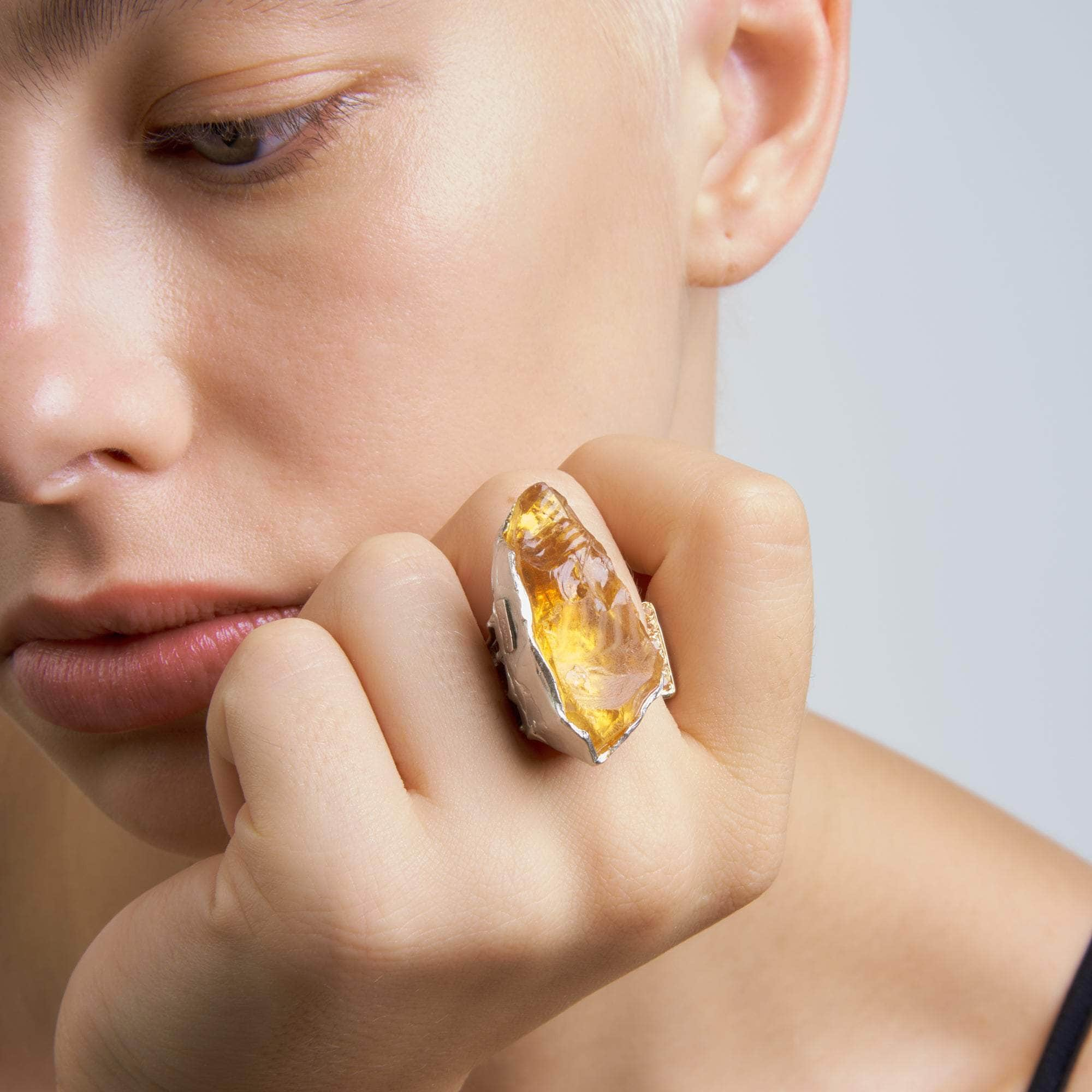 Salus Rough Citrine and Yellow Sapphire Ring GERMAN KABIRSKI