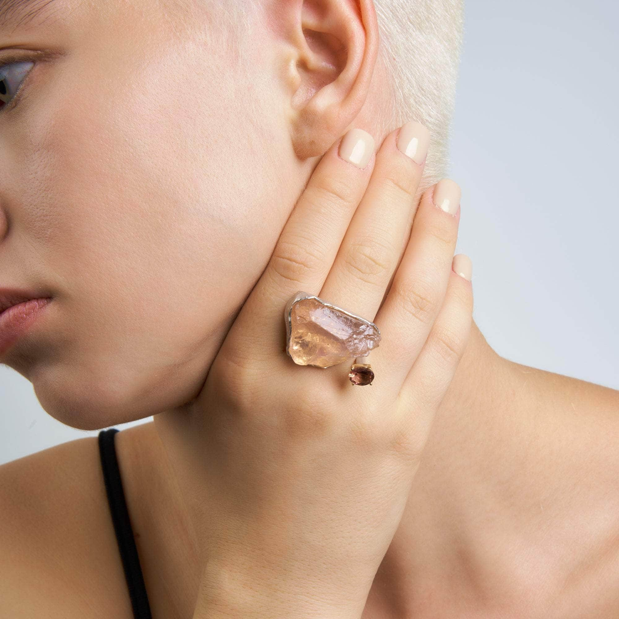 Enyo Rose Quartz and Pink Tourmaline Ring GERMAN KABIRSKI