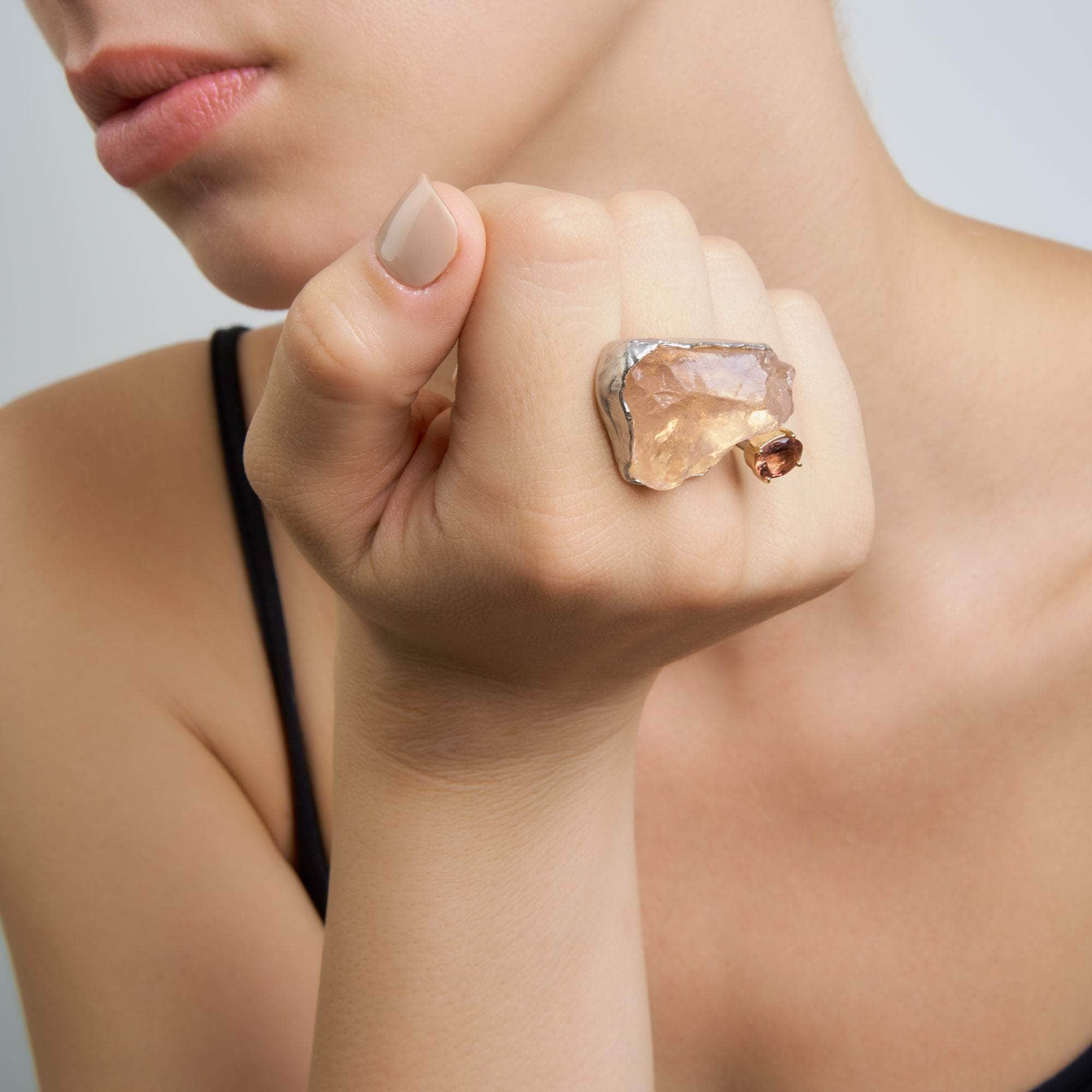 Enyo Rose Quartz and Pink Tourmaline Ring GERMAN KABIRSKI