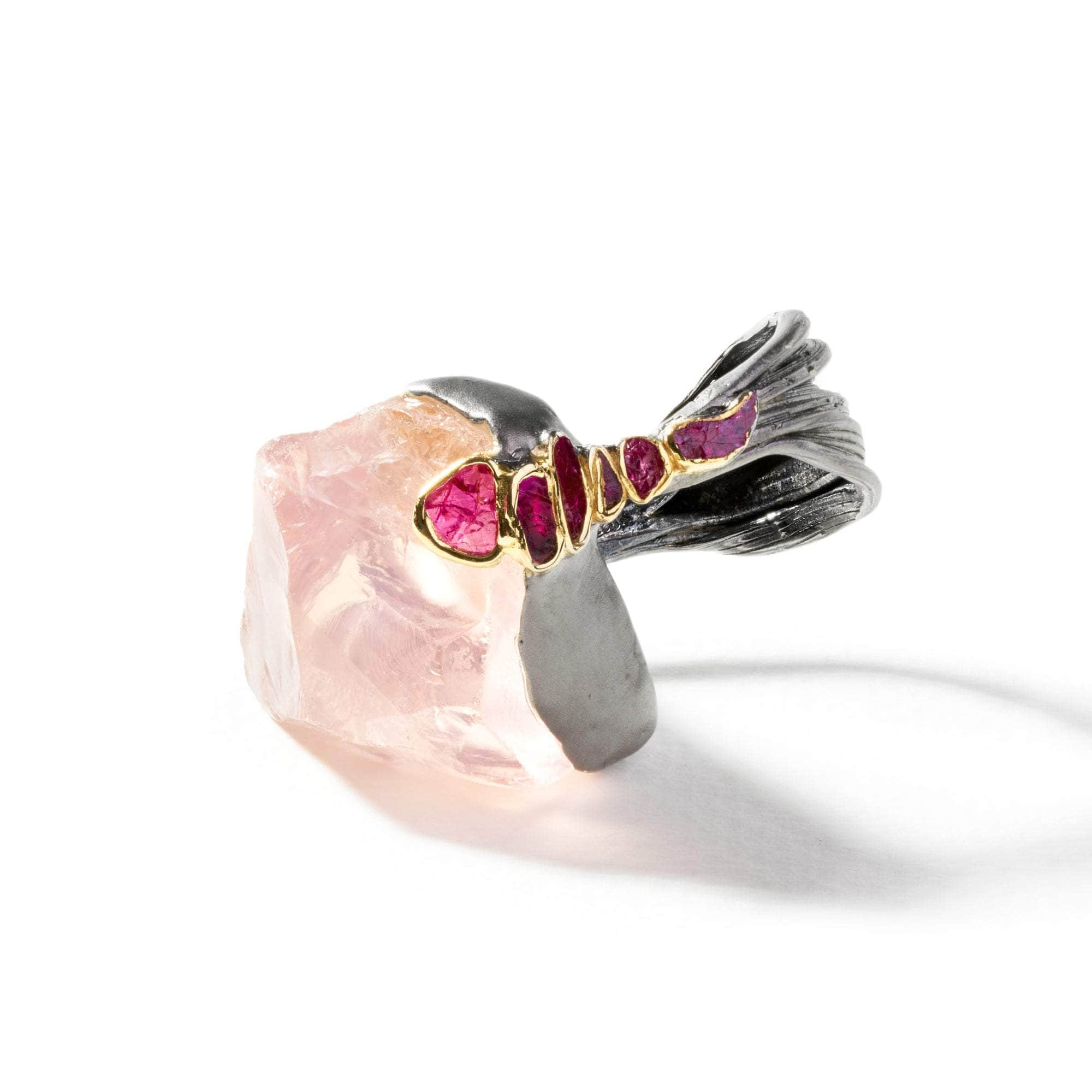 Nera Rough Rose Quartz and Rough Ruby Ring GERMAN KABIRSKI