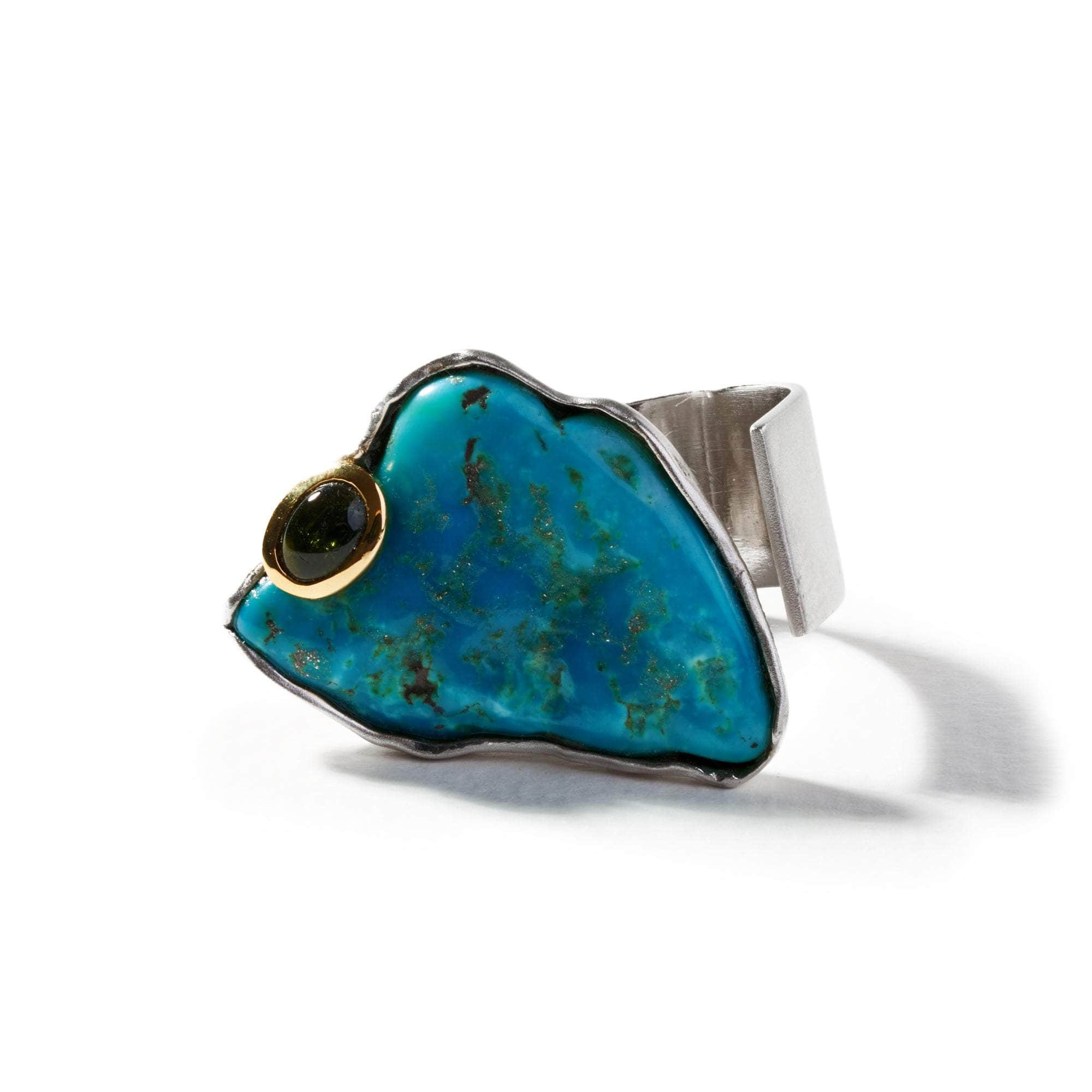 Neon Turquoise and Dark Olive Tourmaline Ring GERMAN KABIRSKI