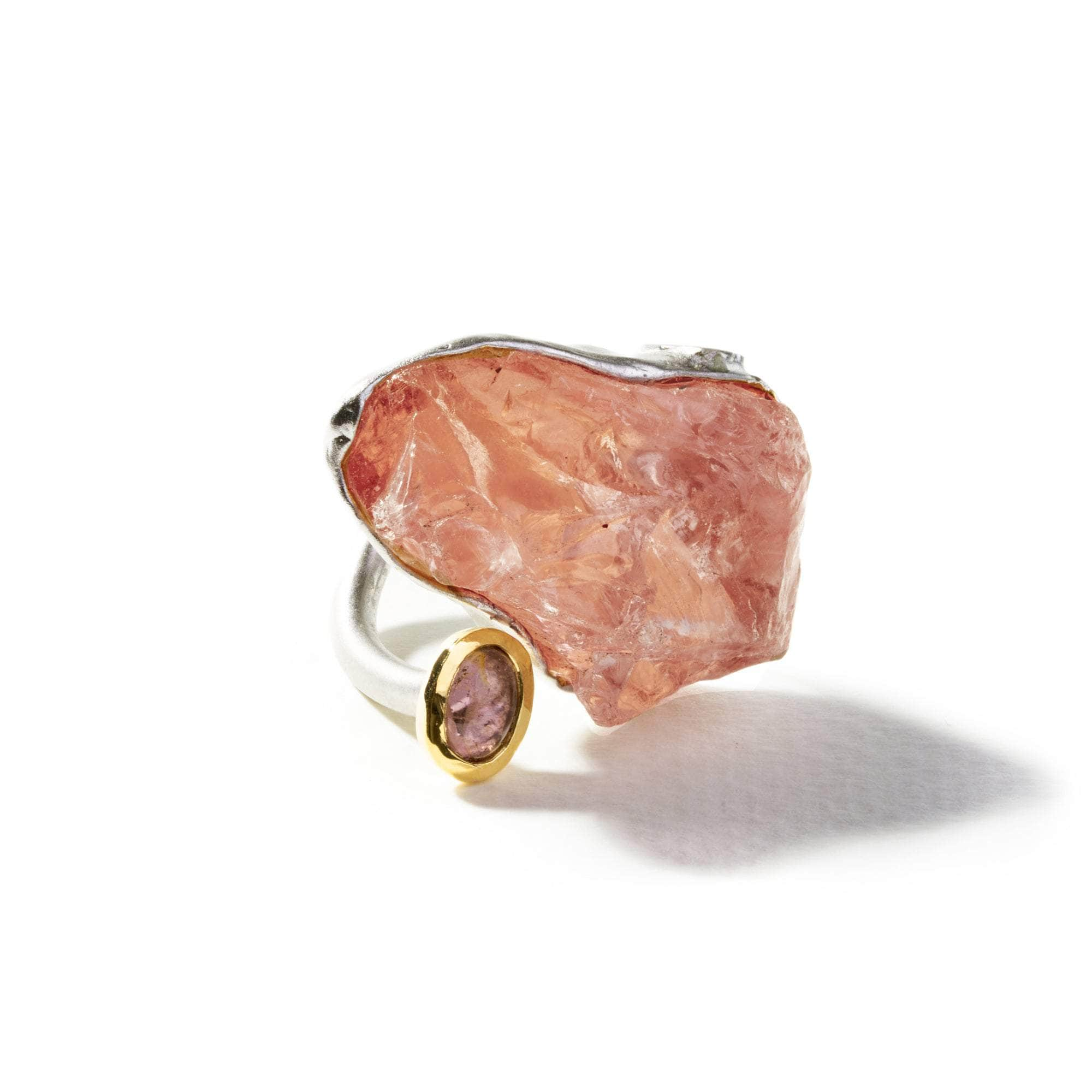 Neda Rough Rose Quartz and Pink Tourmaline Ring GERMAN KABIRSKI