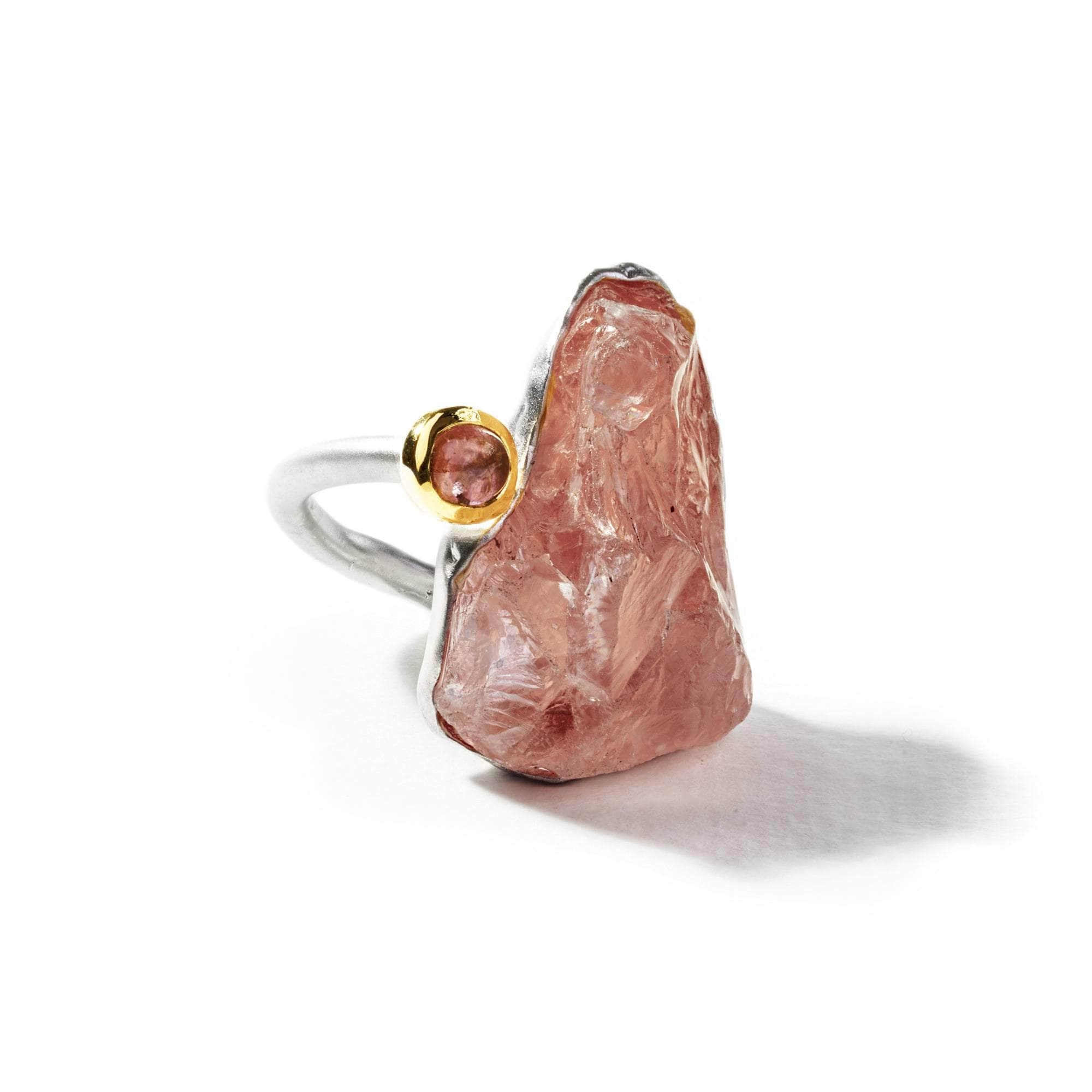 Neda Rough Rose Quartz and Pink Tourmaline Ring GERMAN KABIRSKI