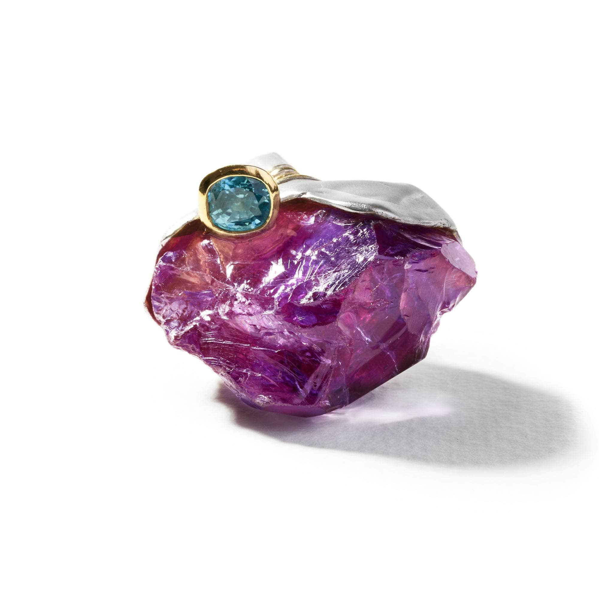 Iro Rough Amethyst and London Blue Topaz Ring GERMAN KABIRSKI