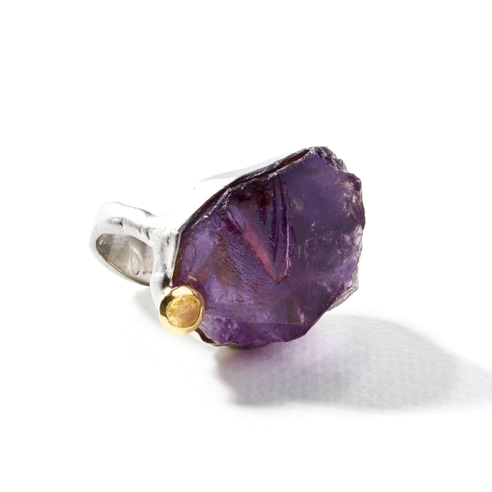 Poro Rough Amethyst and Yellow Sapphire Ring GERMAN KABIRSKI