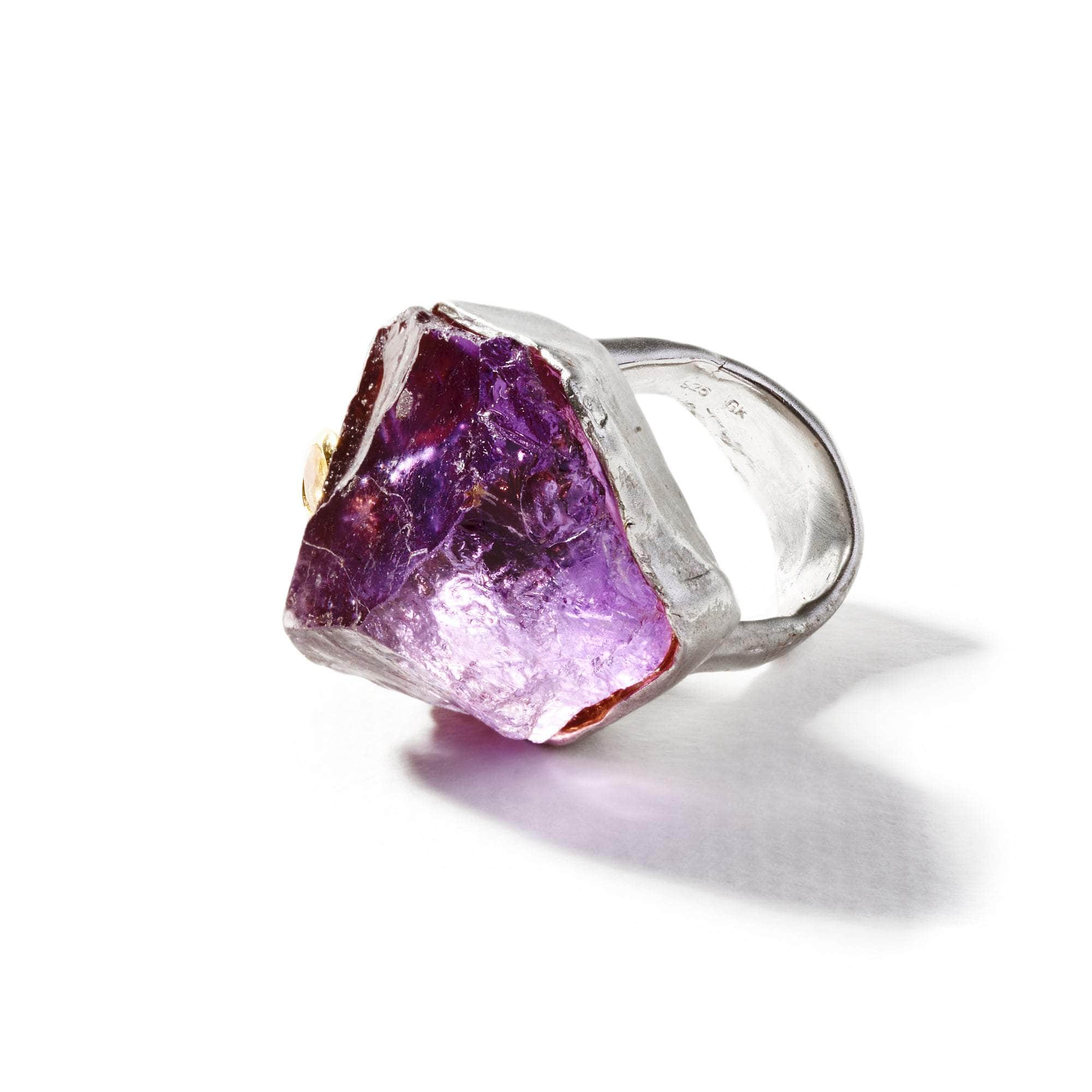 Poro Rough Amethyst and Yellow Sapphire Ring GERMAN KABIRSKI