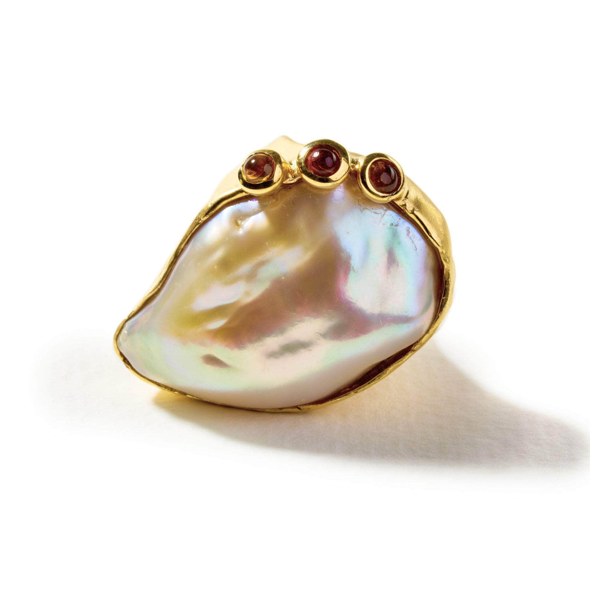 Marga Baroque Pearl and Pink Sapphire and Yellow Sapphire Ring GERMAN KABIRSKI